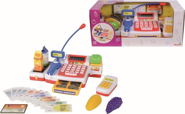 Supermarktkasse mit Scanner, Kaufladen