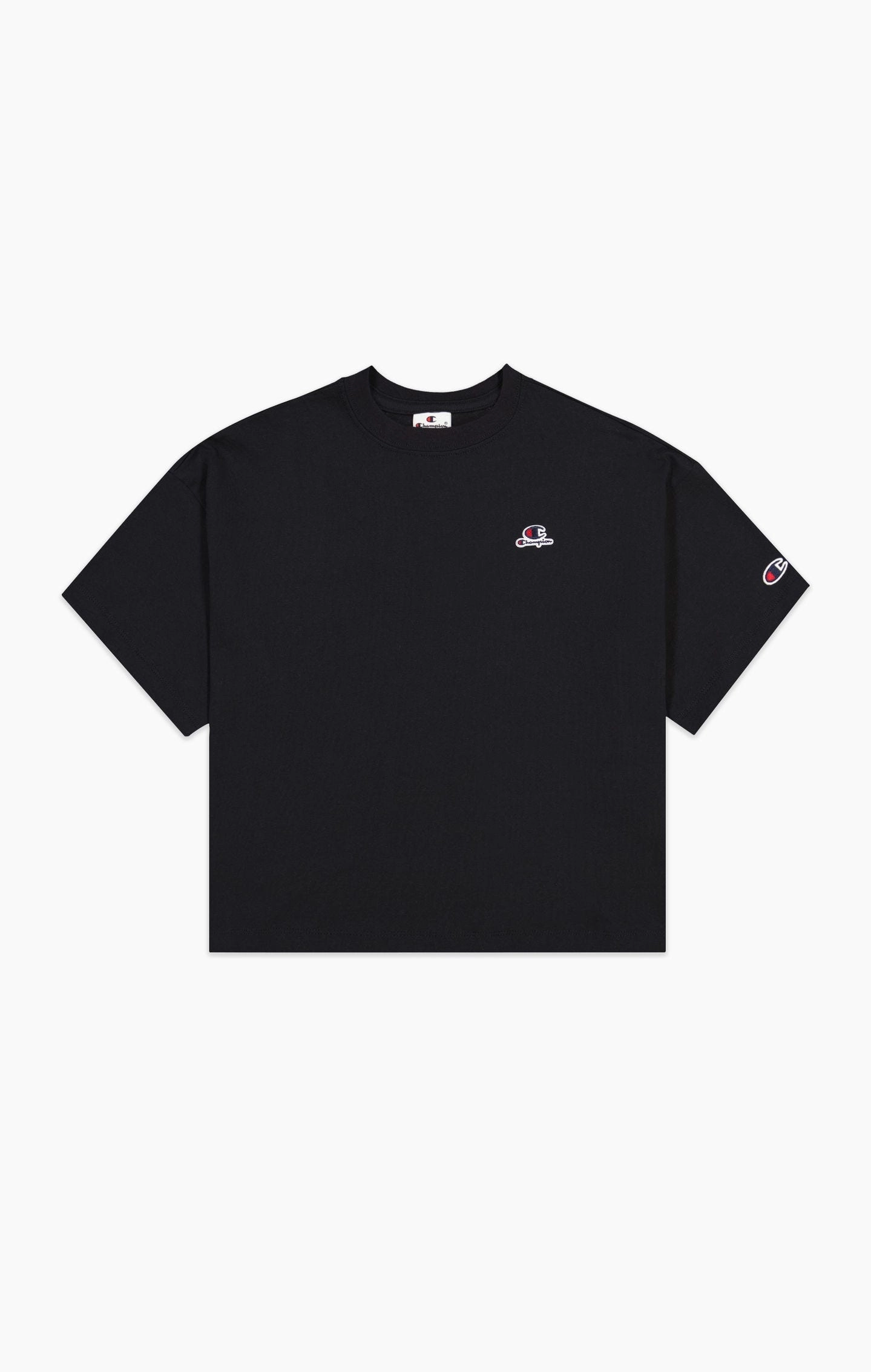 Kurzes T-Shirt mit großem Logo-Schriftzug