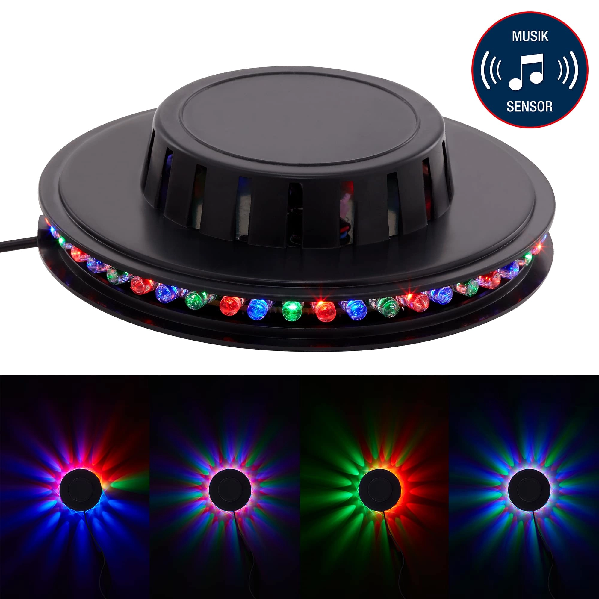 RGB LED Lichtrad, Ø 12,5 cm, 3 W, Schwarz