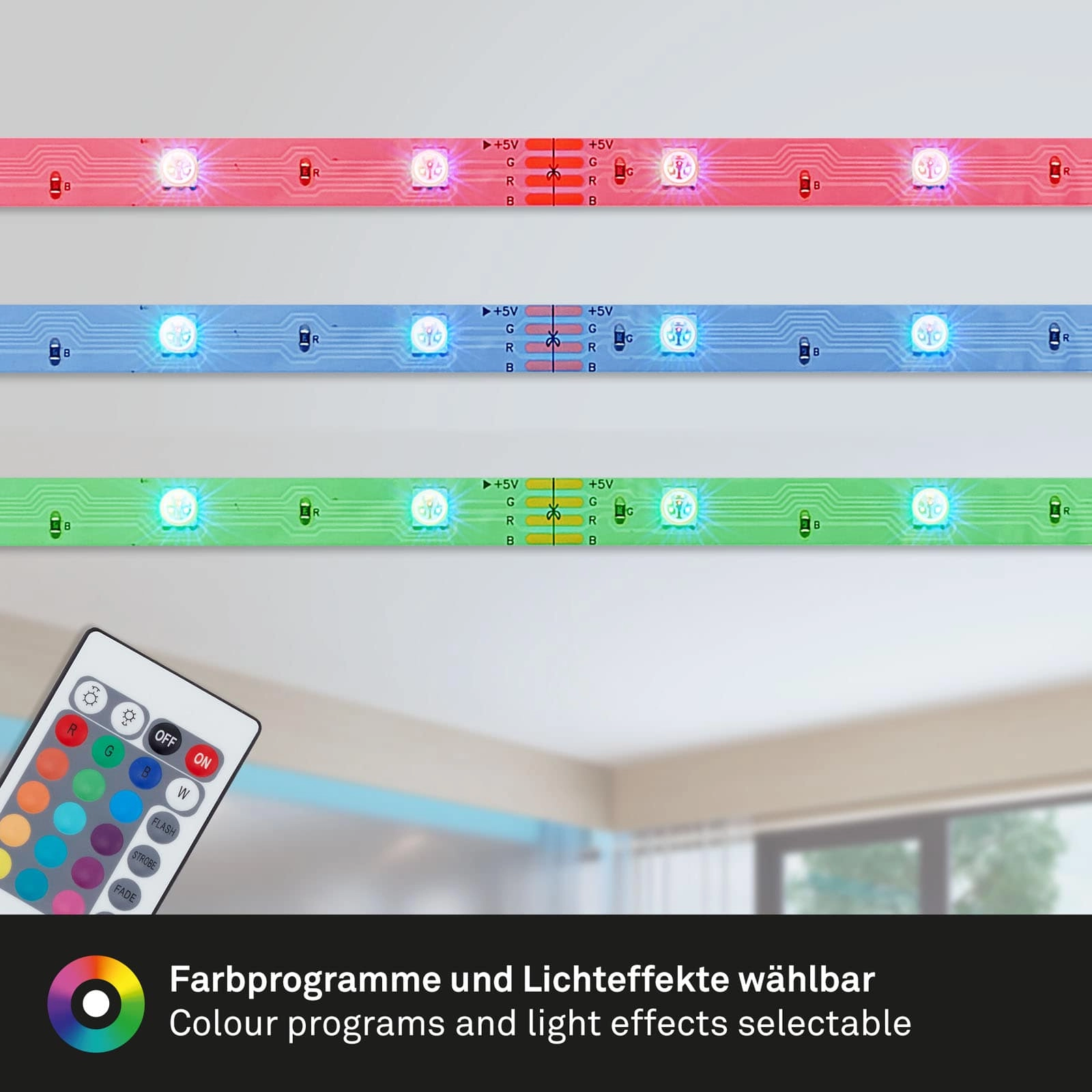 RGB LED Streifen, 10 Meter, 24 W, Weiß