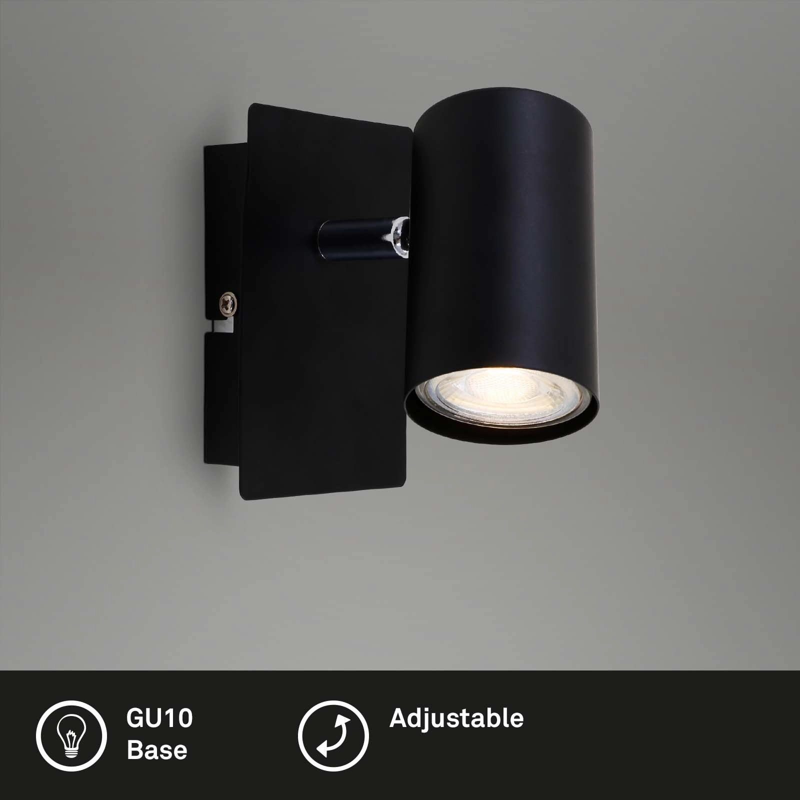 Spot Wandleuchte, 12 cm, max. 40 W, Schwarz