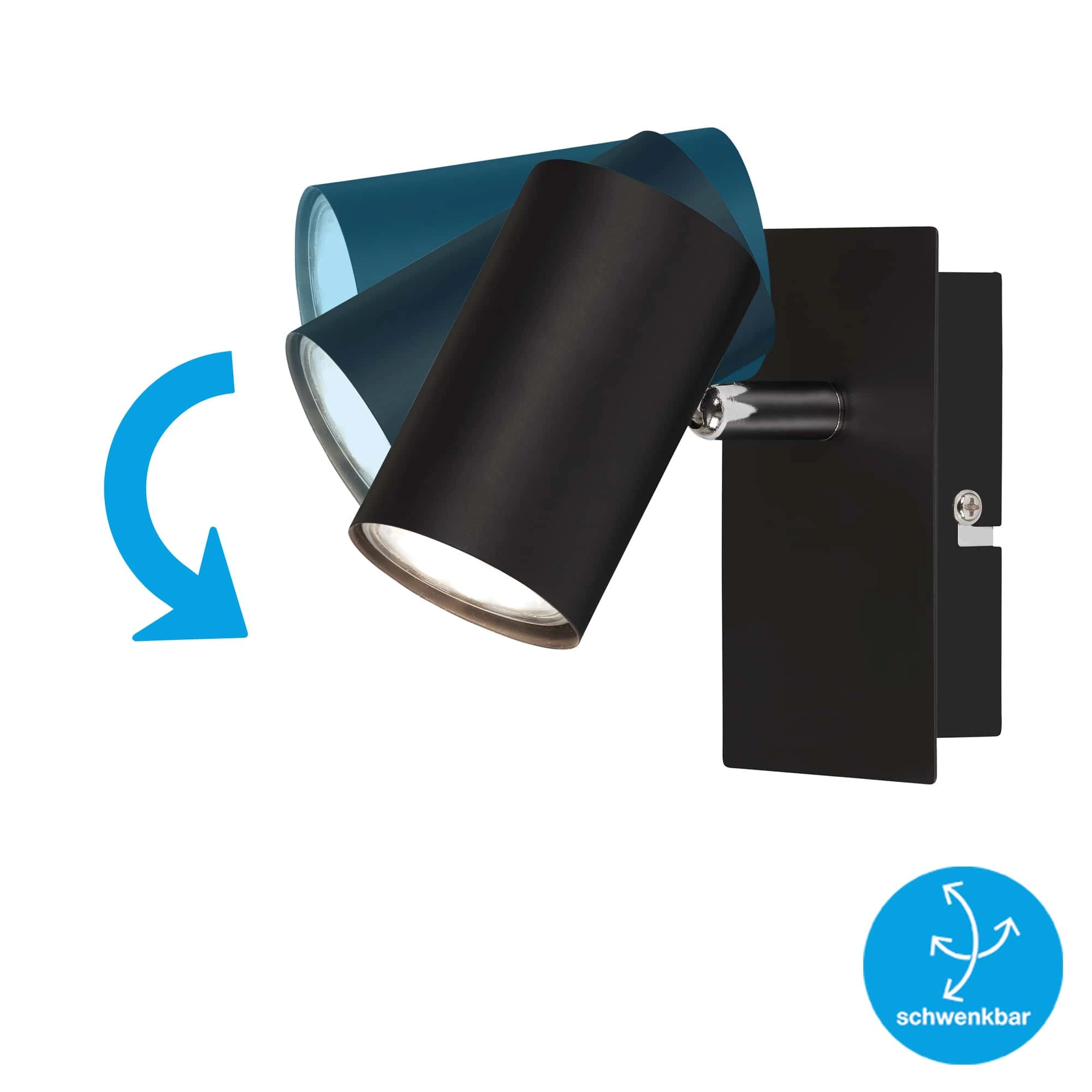 Spot Wandleuchte, 12 cm, max. 40 W, Schwarz