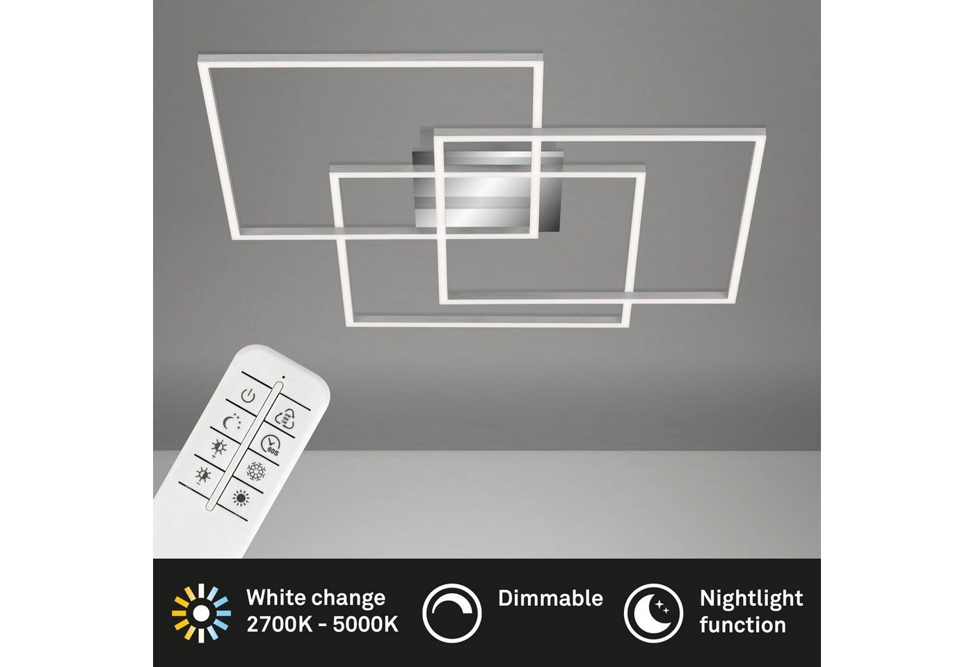 CCT LED Deckenleuchte, 70,3 cm, 4800 LM, 52 W, Alu