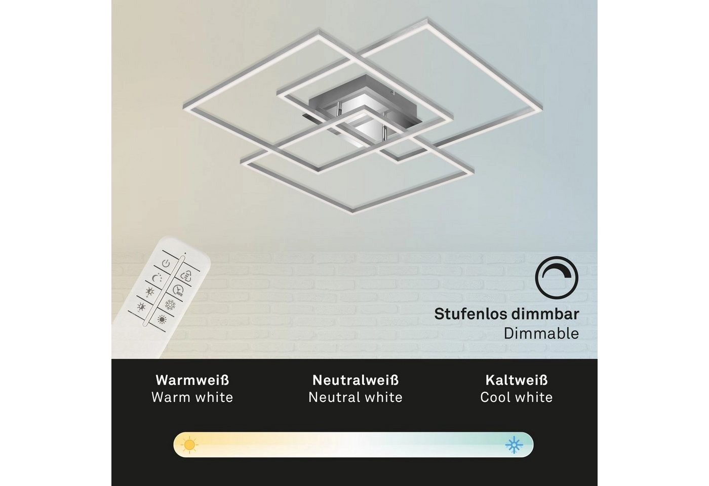 CCT LED Deckenleuchte, 70,3 cm, 4800 LM, 52 W, Alu