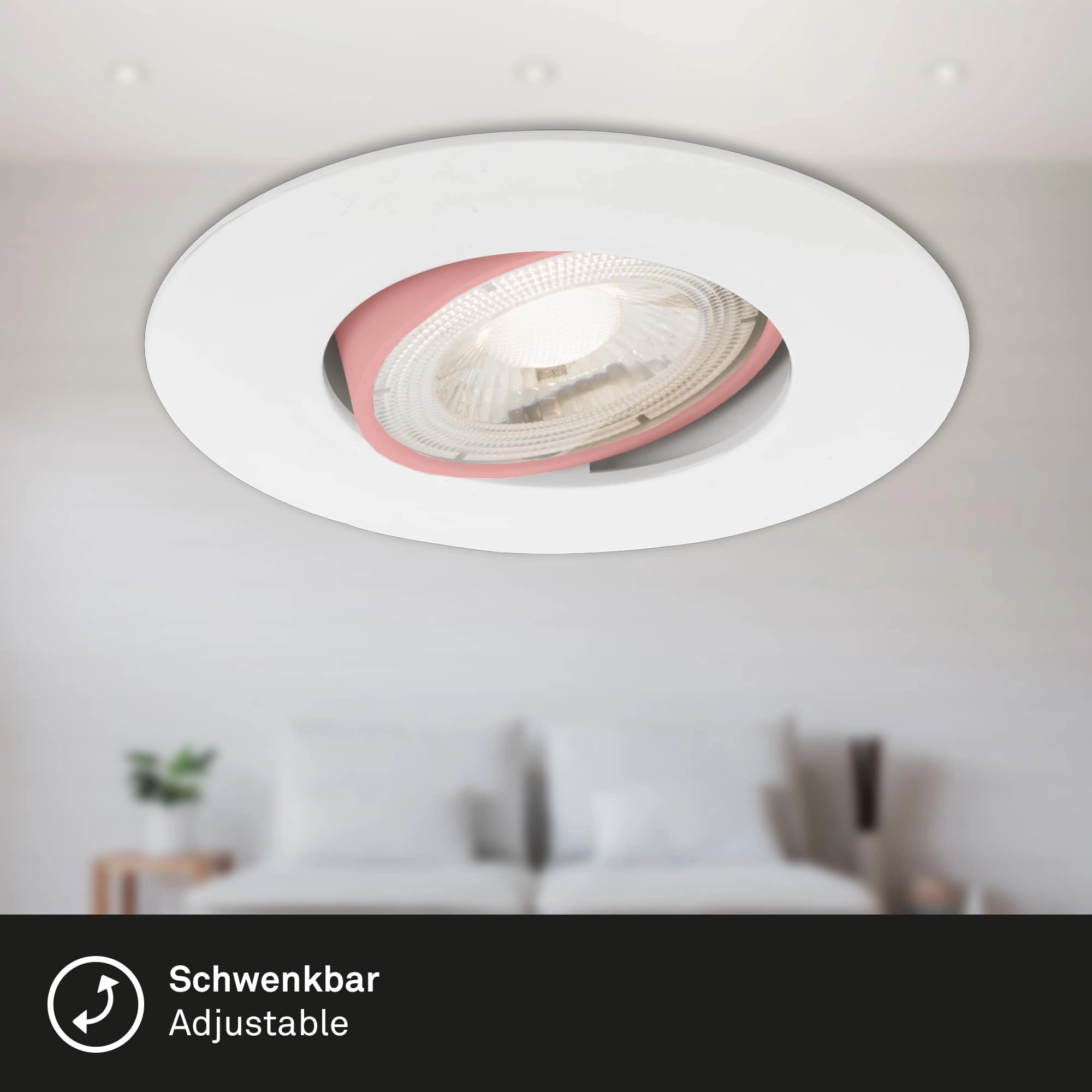 Ultraflache LED Einbauleuchte, Ø 9 cm, 4,9 W, Weiß
