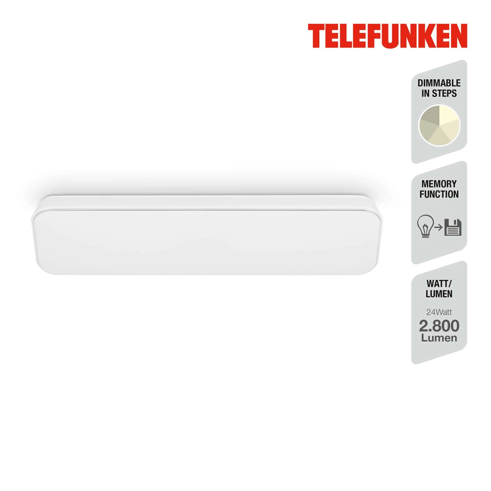 Telefunken Deckenleuchte, 60,5 cm, 24 W, 2800 lm, Weiß