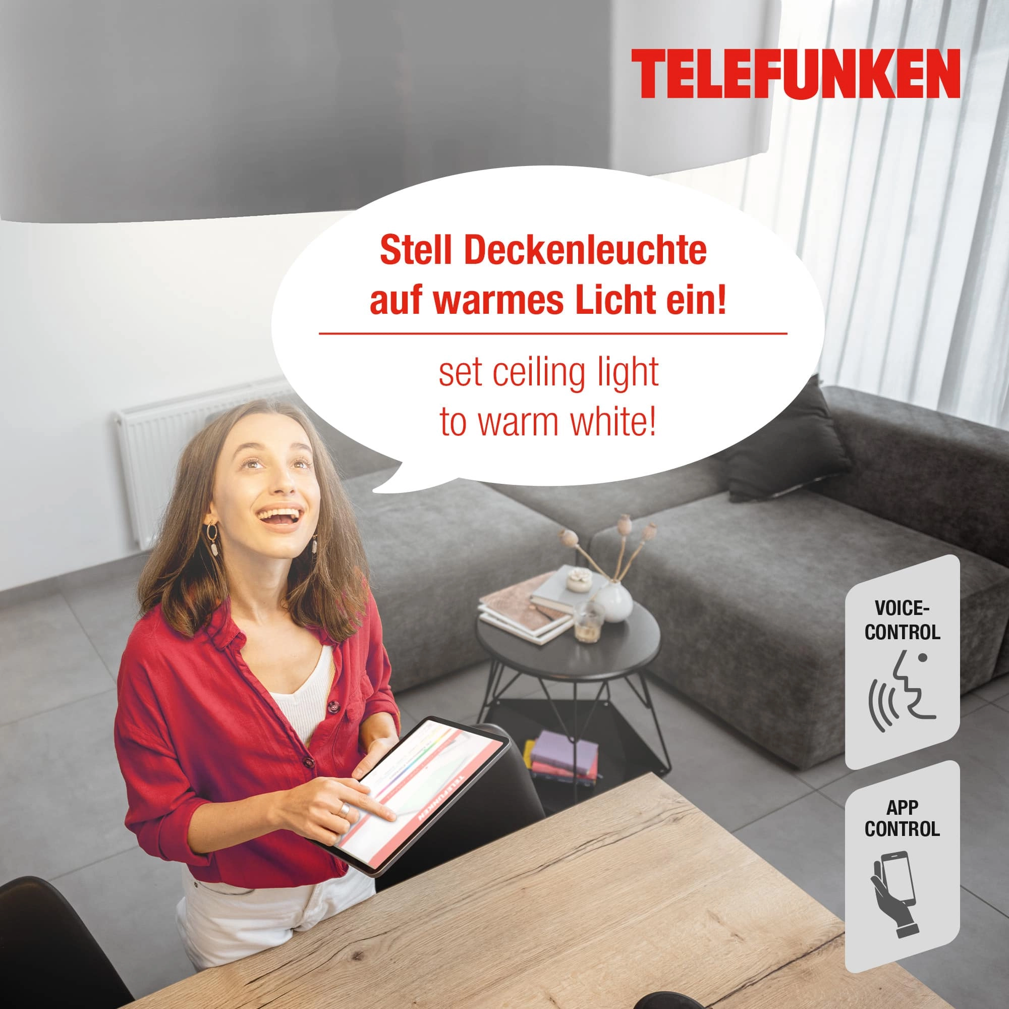 TELEFUNKEN Smart LED Einbauleuchte, Ø 17 cm, 12 W, Weiß