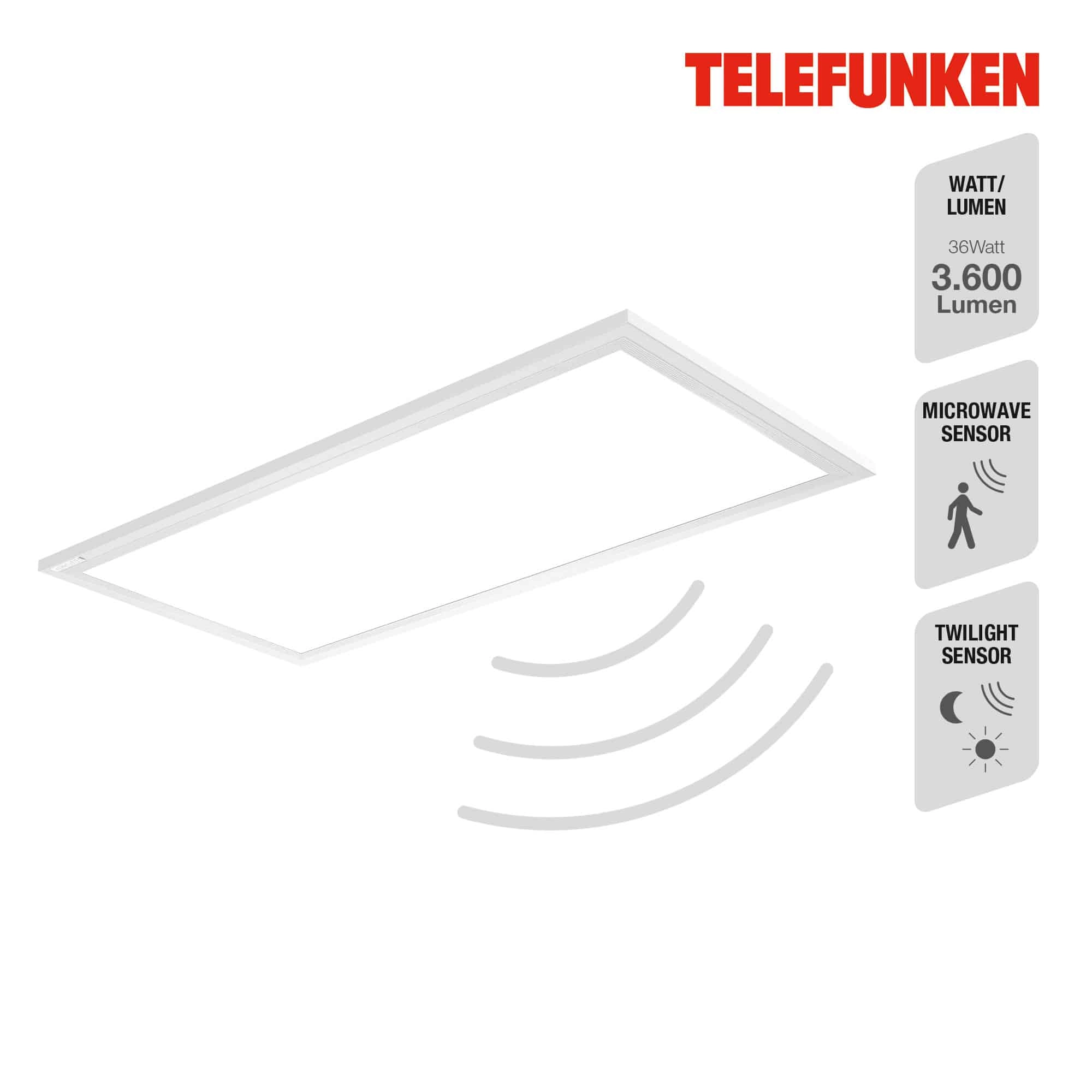 TELEFUNKEN Sensor LED Panel, 59,5 cm, 36 W, Weiß