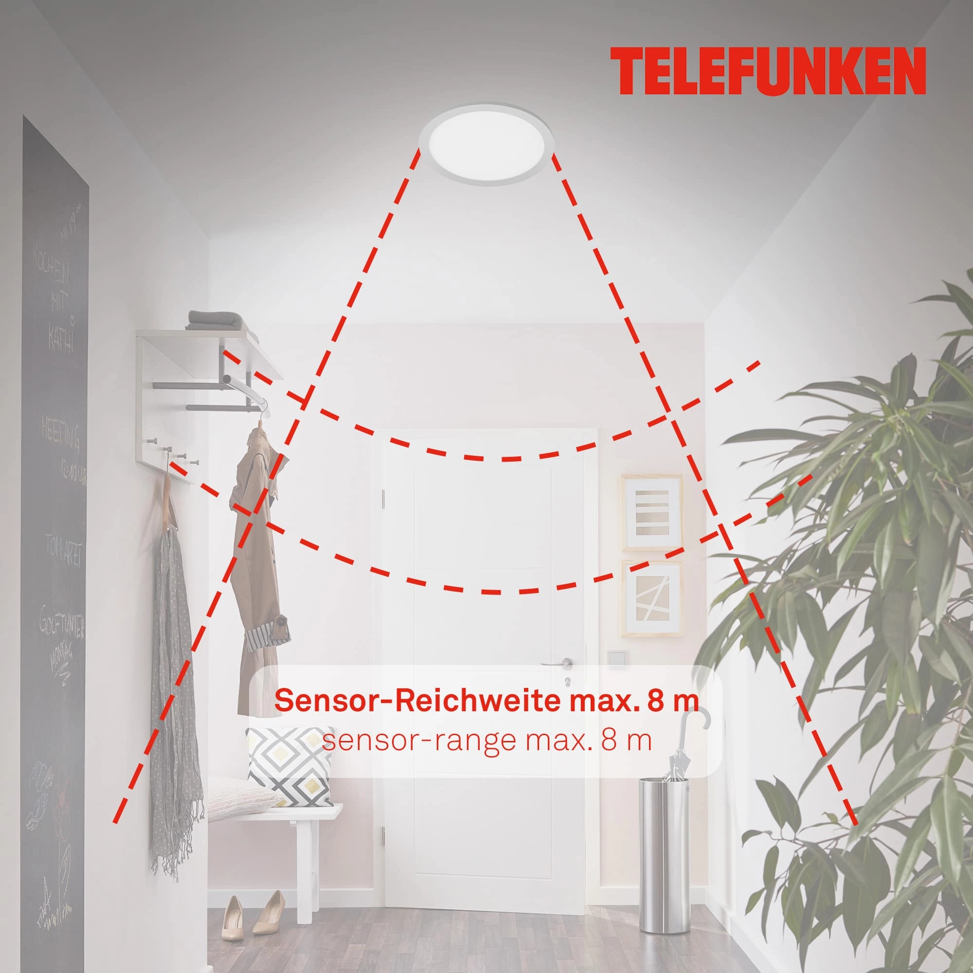 TELEFUNKEN Sensor LED Panel, Ø 30 cm, 20 W, Chrom-Matt-Weiß