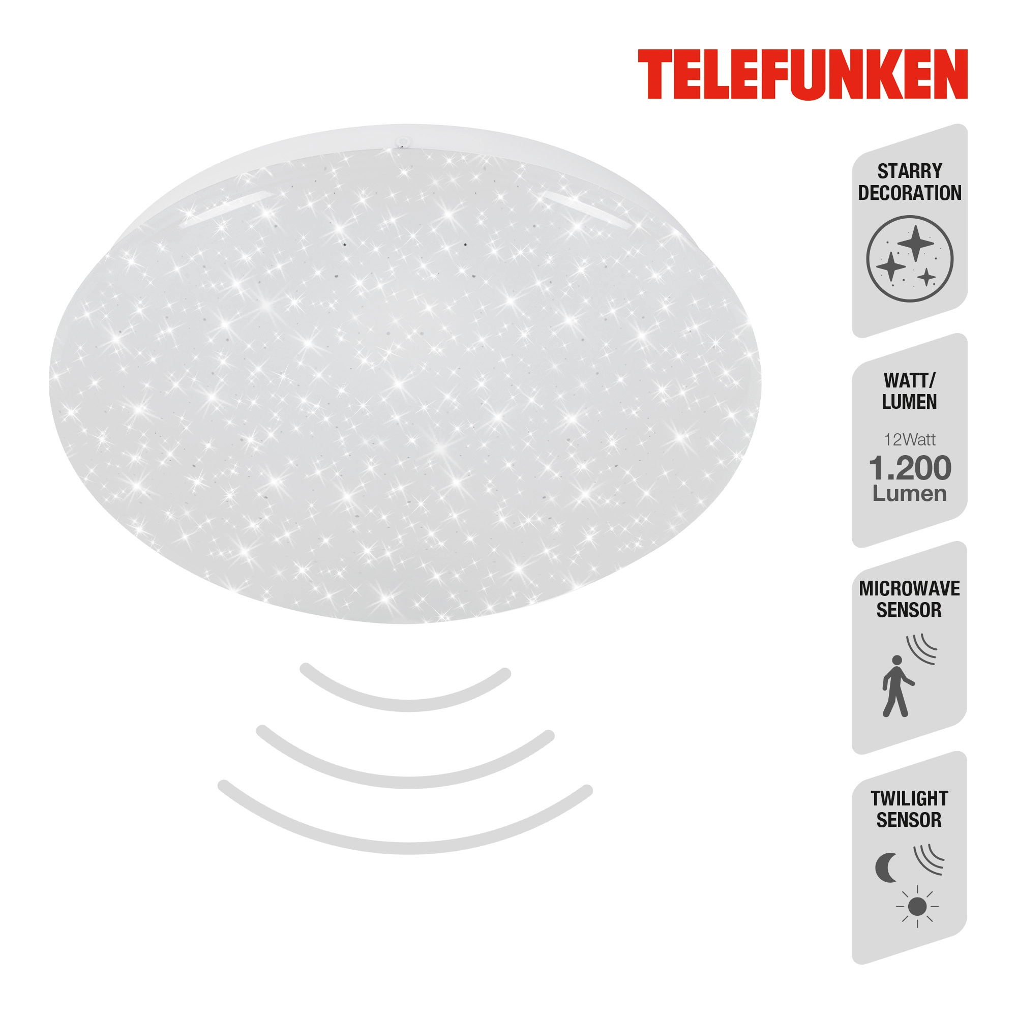 TELEFUNKEN Sensor LED Deckenleuchte, Ø 27,7 cm, 12 W, Weiß