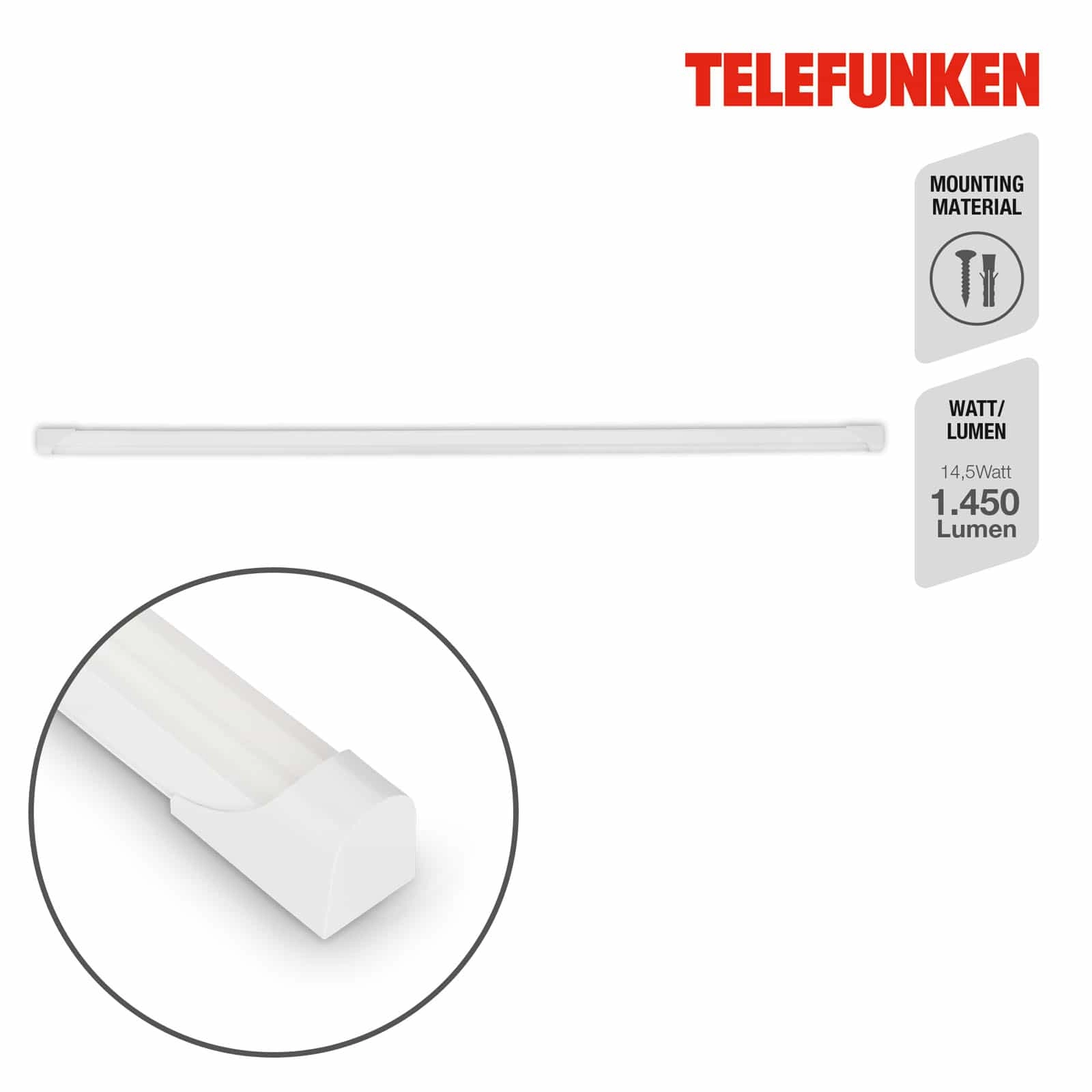 TELEFUNKEN LED Unterbauleuchte, 117,4 cm, 14 W, Weiß