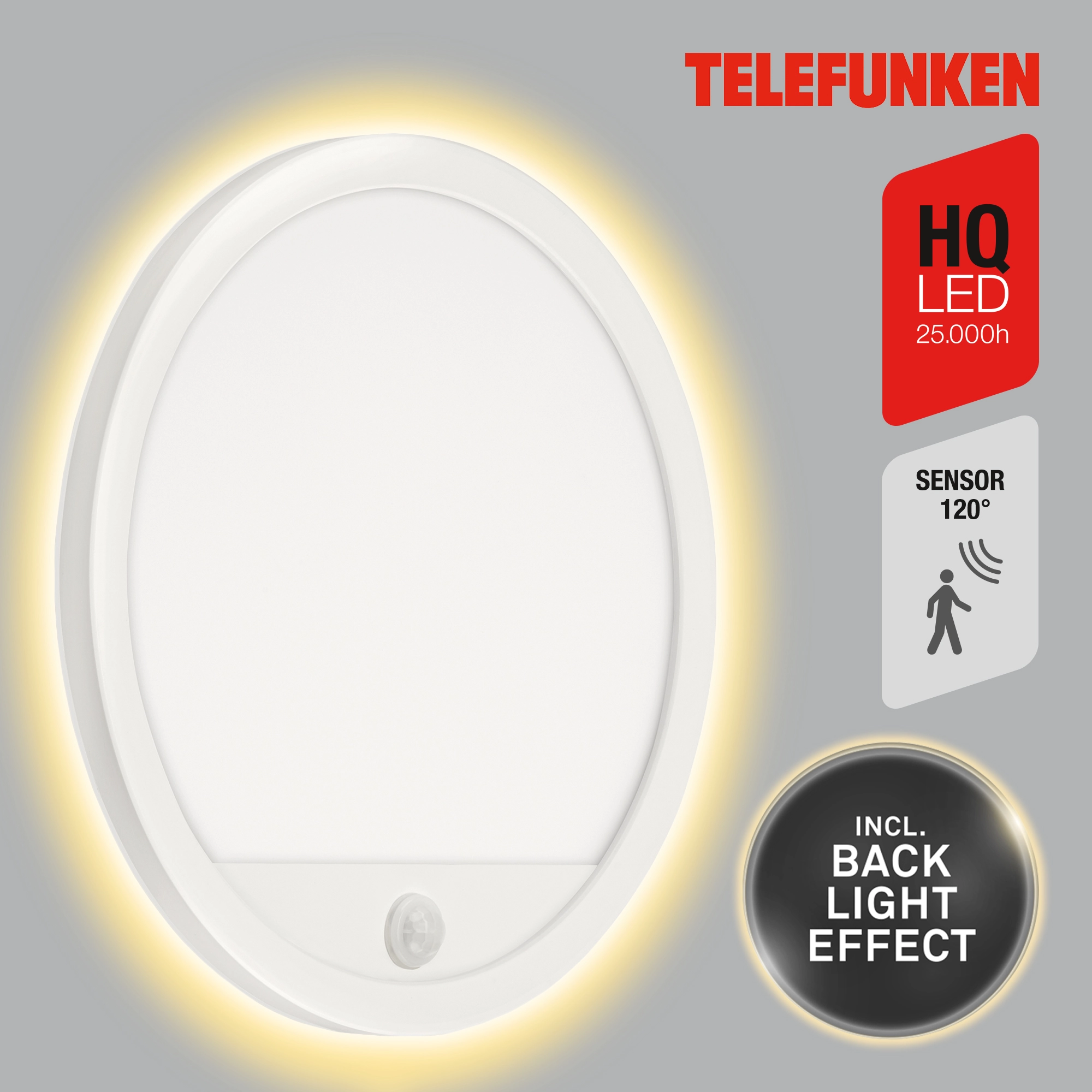 TELEFUNKEN LED Außenwandleuchte, Ø 28 cm, 15 W, Weiß