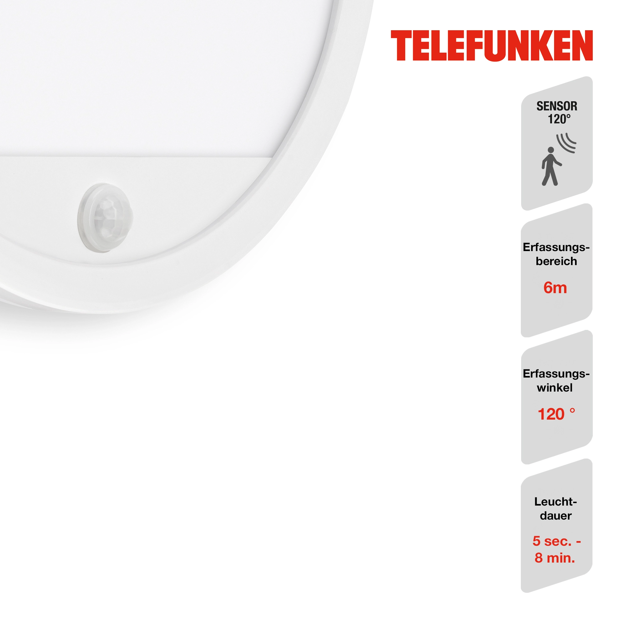 TELEFUNKEN LED Außenwandleuchte, Ø 28 cm, 15 W, Weiß