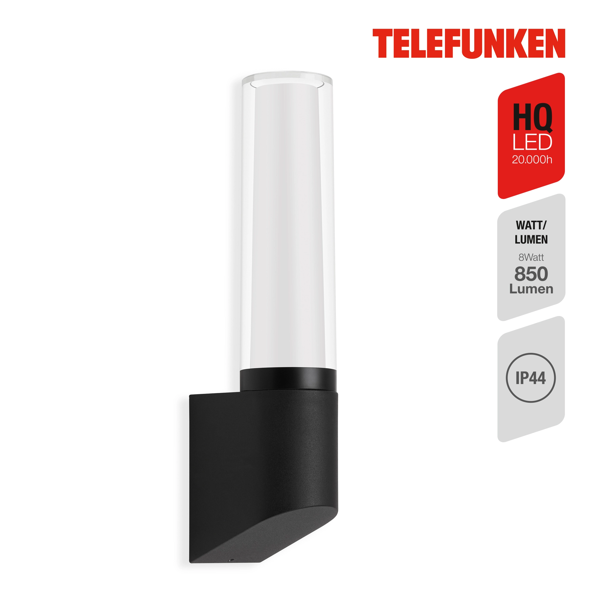 TELEFUNKEN LED Außenwandleuchte, 33,2 cm, 8 W, Schwarz