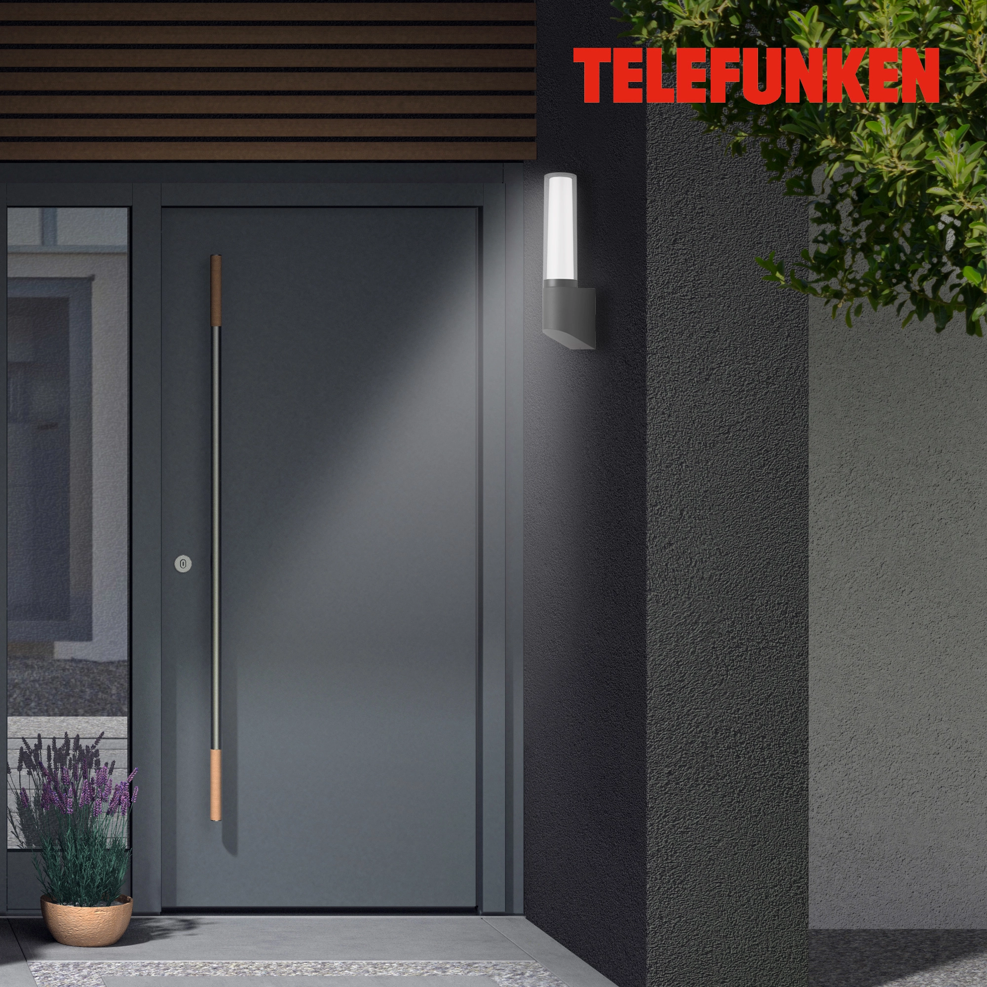 TELEFUNKEN LED Außenwandleuchte, 33,2 cm, 8 W, Schwarz