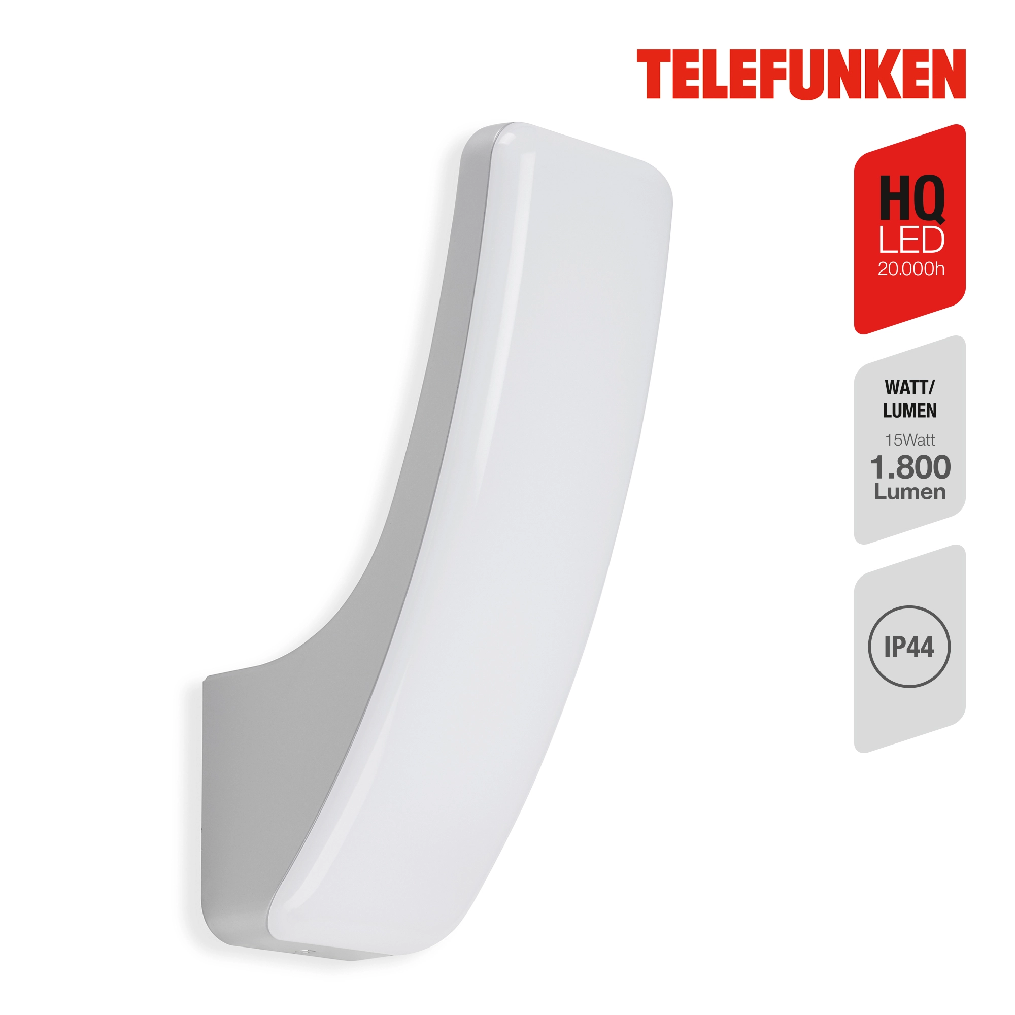 TELEFUNKEN LED Außenwandleuchte, 33,2 cm, 15 W, Silber