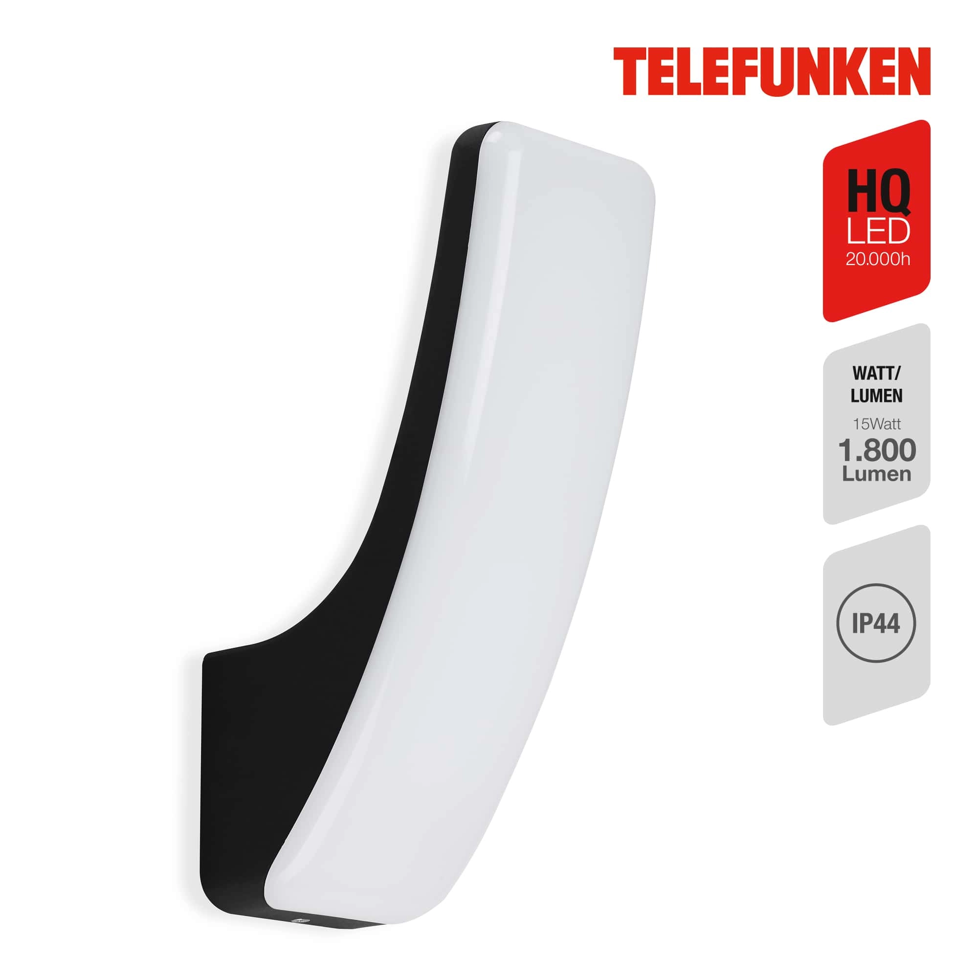 TELEFUNKEN LED Außenwandleuchte, 33,2 cm, 15 W, Schwarz
