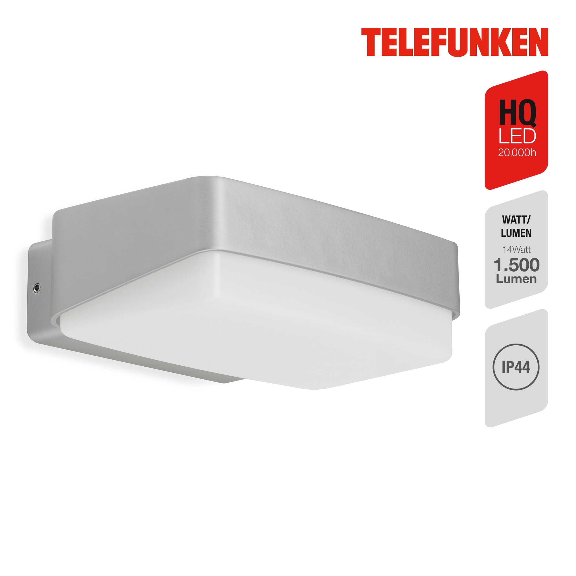 TELEFUNKEN LED Außenwandleuchte, 18,2 cm, 14 W, Silber