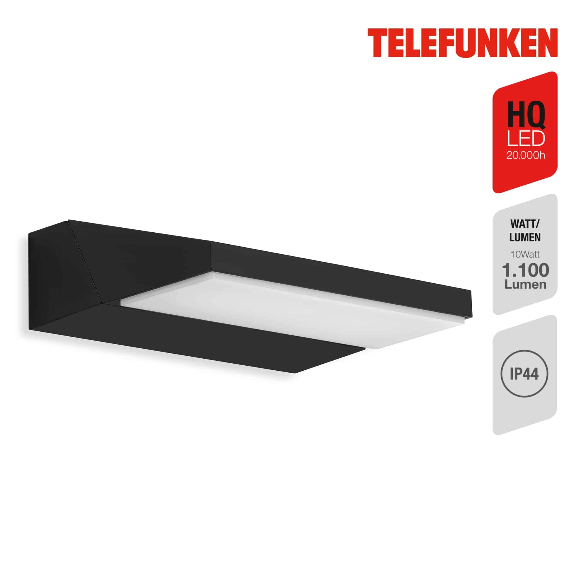 TELEFUNKEN LED Außenwandleuchte, 17,2 cm, 10 W, Schwarz