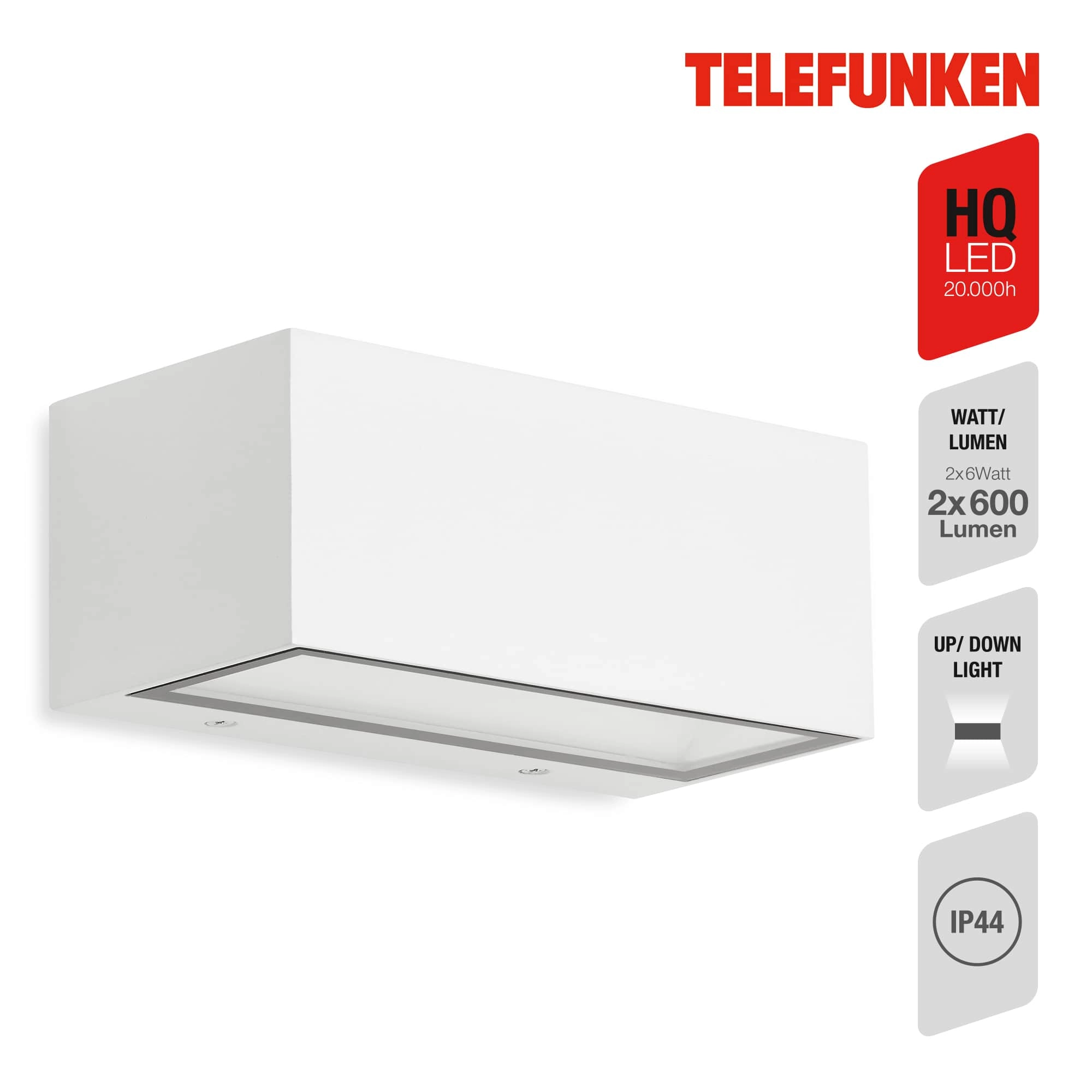 TELEFUNKEN LED Außenwandleuchte, 18,5 cm, 12 W, Weiß