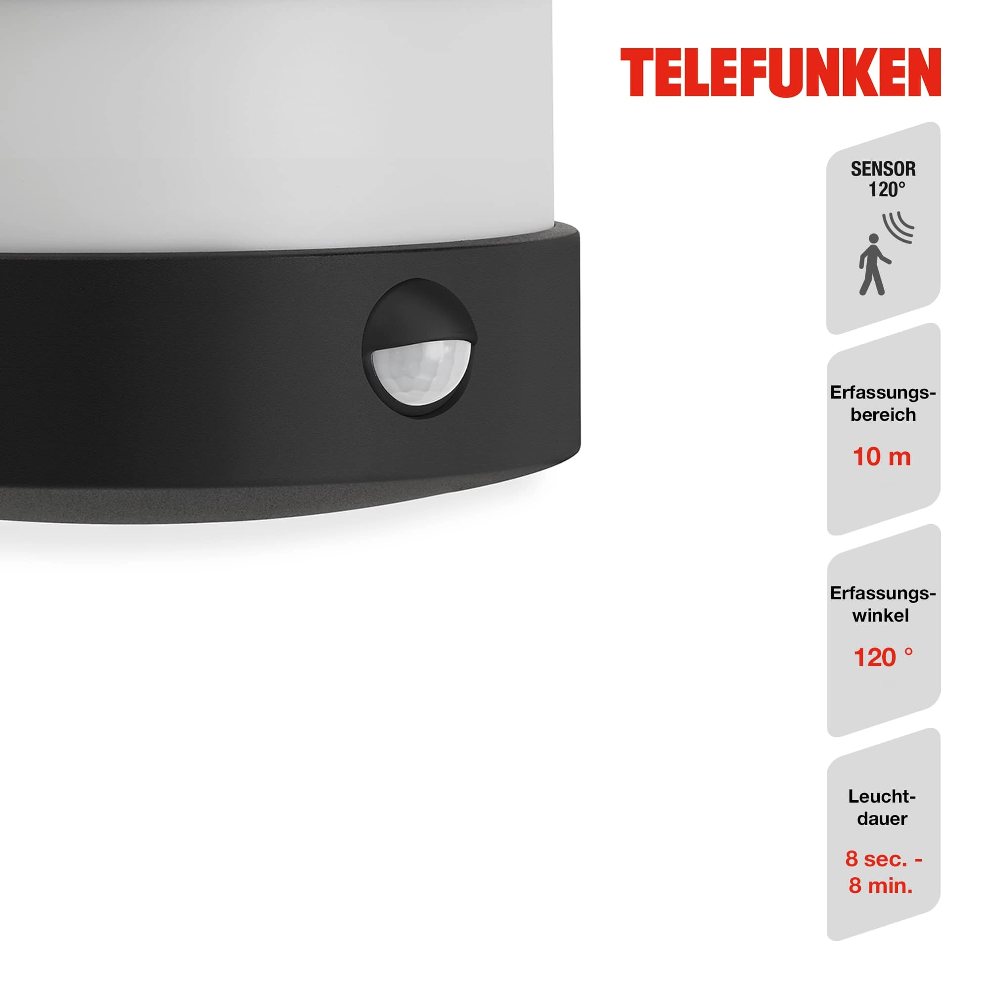 TELEFUNKEN LED Außenwandleuchte, 18 cm, 12 W, Schwarz