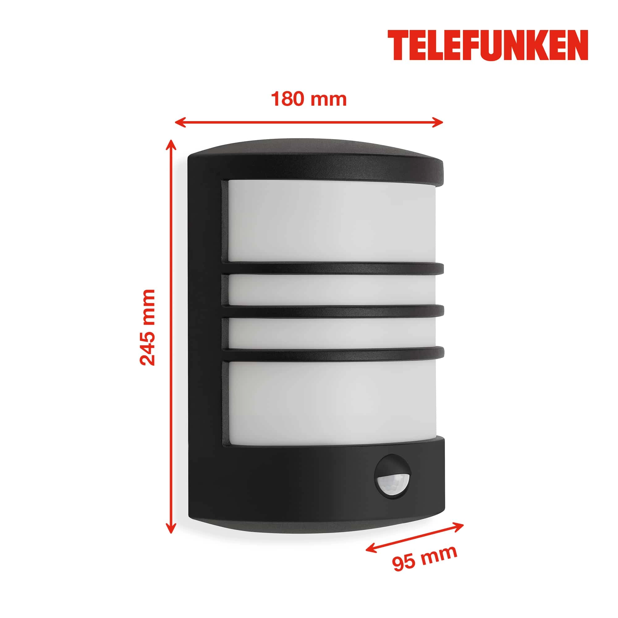TELEFUNKEN LED Außenwandleuchte, 18 cm, 12 W, Schwarz