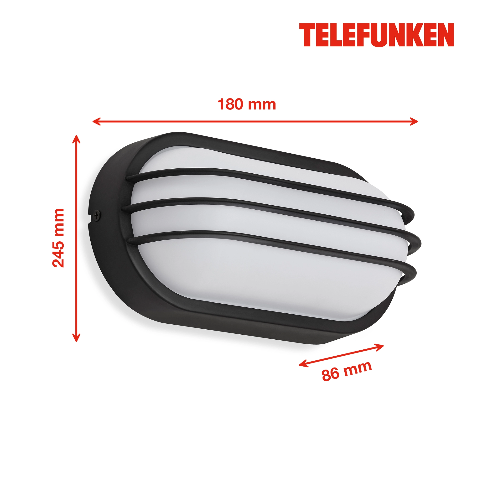 TELEFUNKEN LED Außenwandleuchte, 24 cm, 12 W, Schwarz