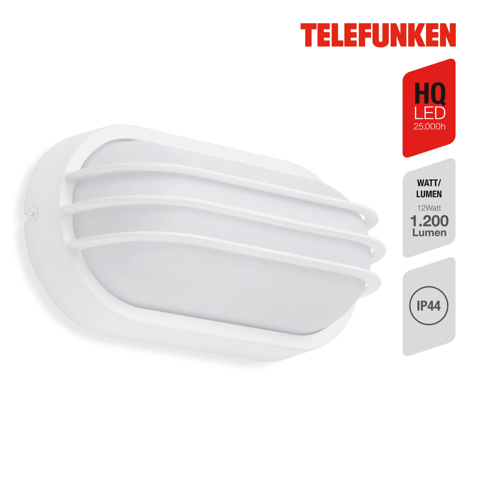 TELEFUNKEN LED Außenwandleuchte, 24 cm, 12 W, Weiß