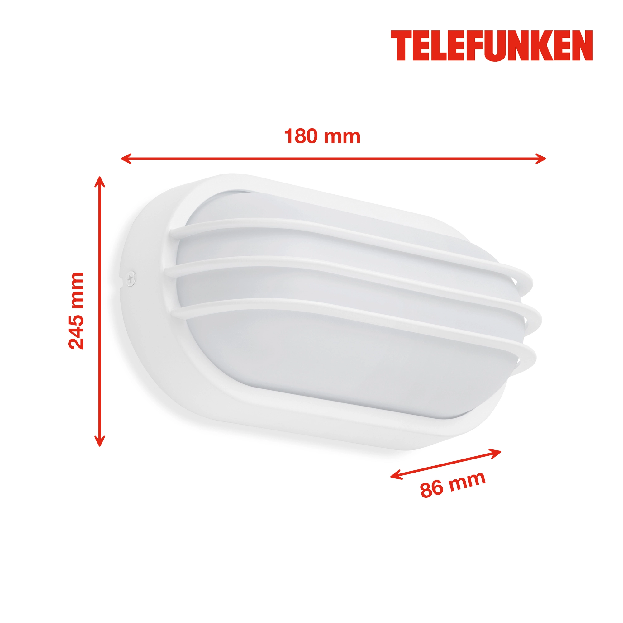 TELEFUNKEN LED Außenwandleuchte, 24 cm, 12 W, Weiß