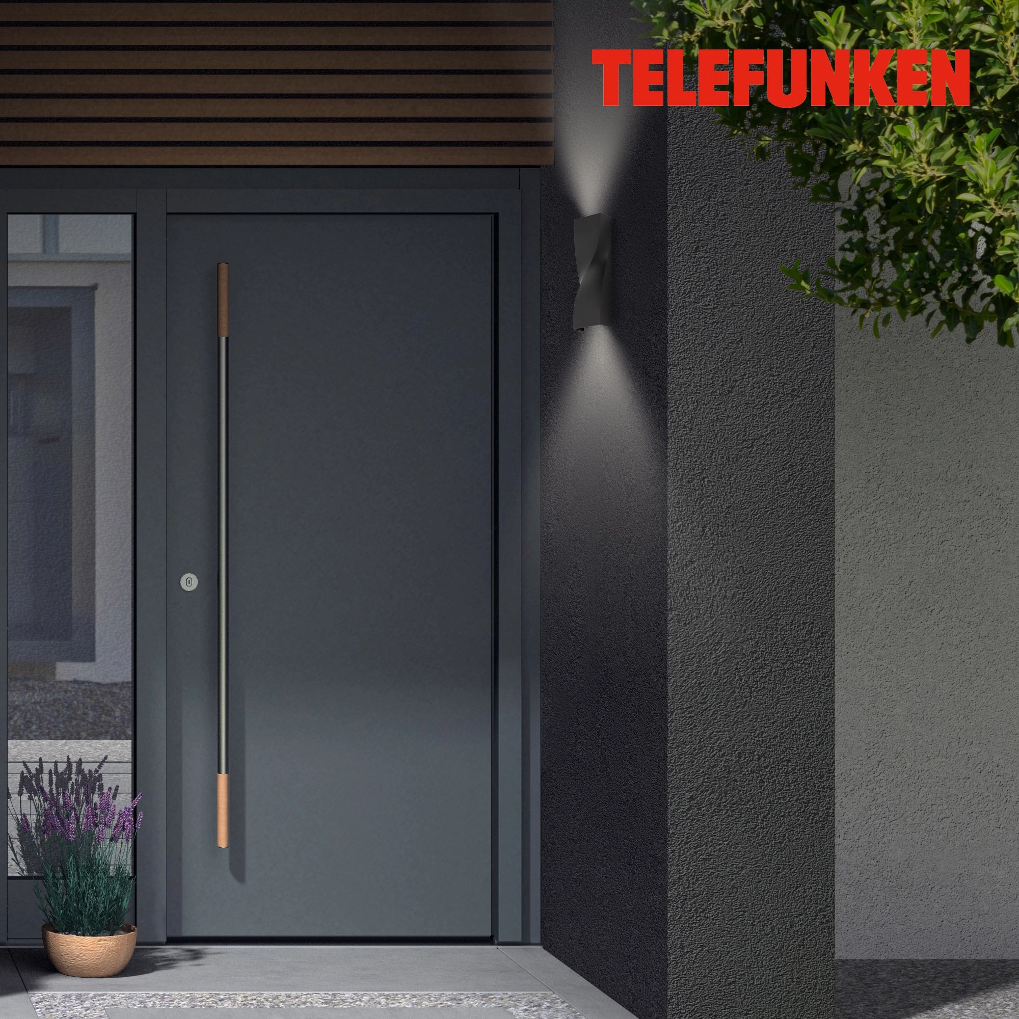 TELEFUNKEN LED Außenwandleuchte, 26 cm, 12 W, Schwarz