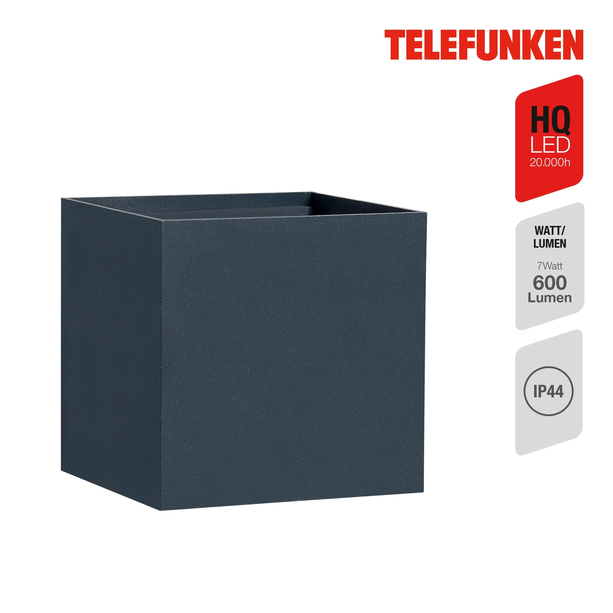 TELEFUNKEN LED Außenwandleuchte, 11 cm, 7 W, Anthrazit