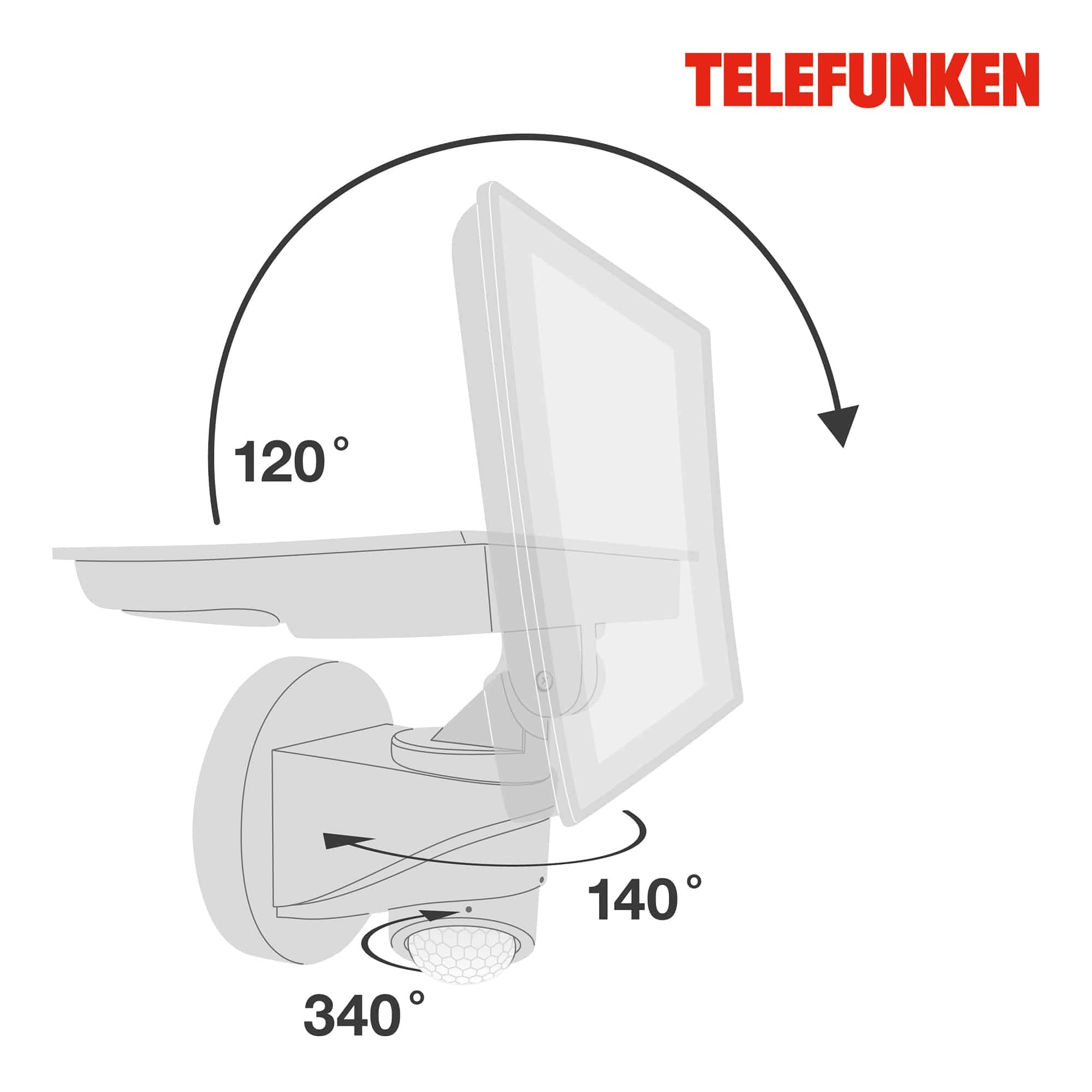 TELEFUNKEN LED Sensor Außenstrahler, 26,3 cm, 20 W, Weiß