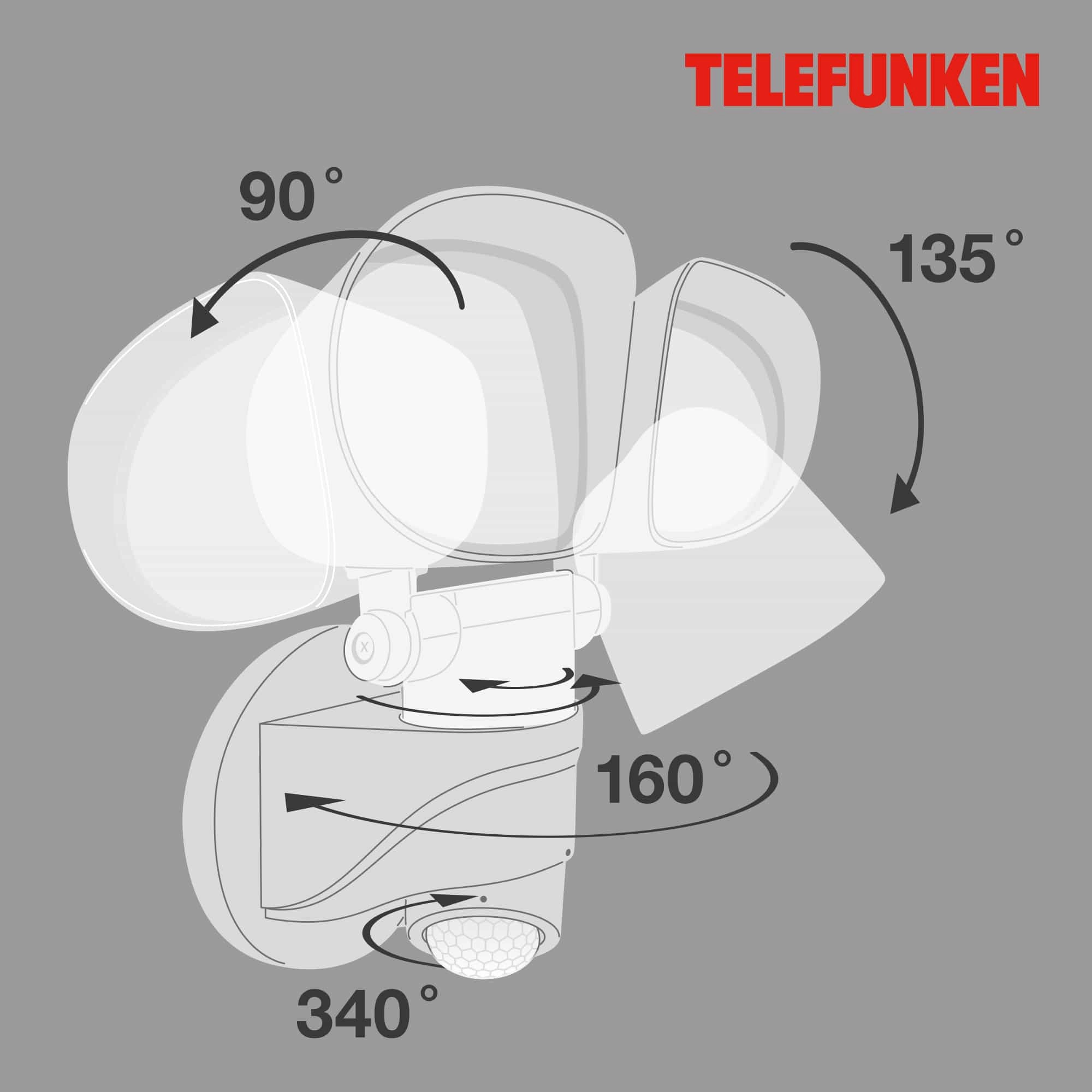 TELEFUNKEN LED Sensor Außenstrahler, 21,8 cm, 20 W, Weiß