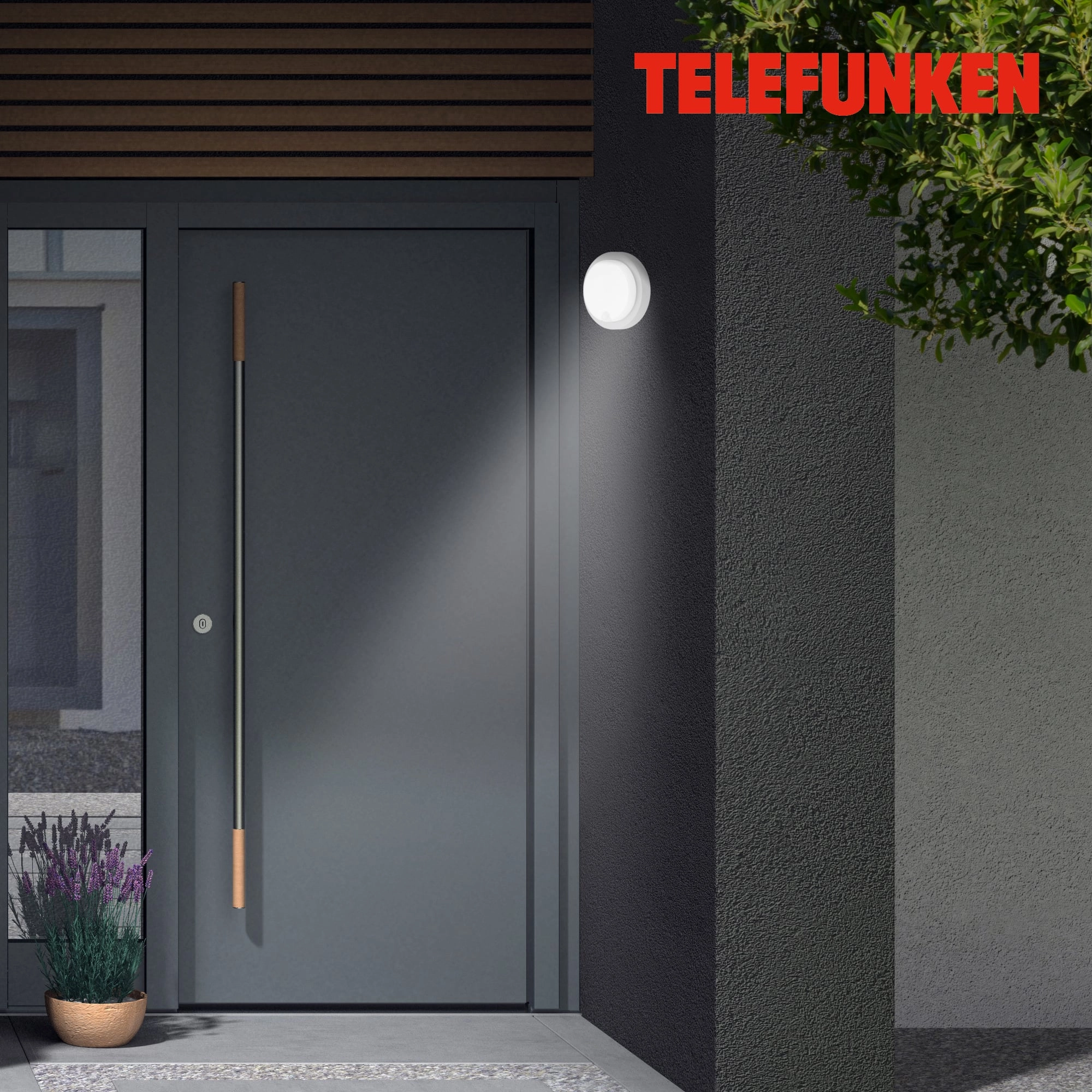 TELEFUNKEN LED Sensor Außenwandleuchte, Ø 17 cm, 12 W, Silber