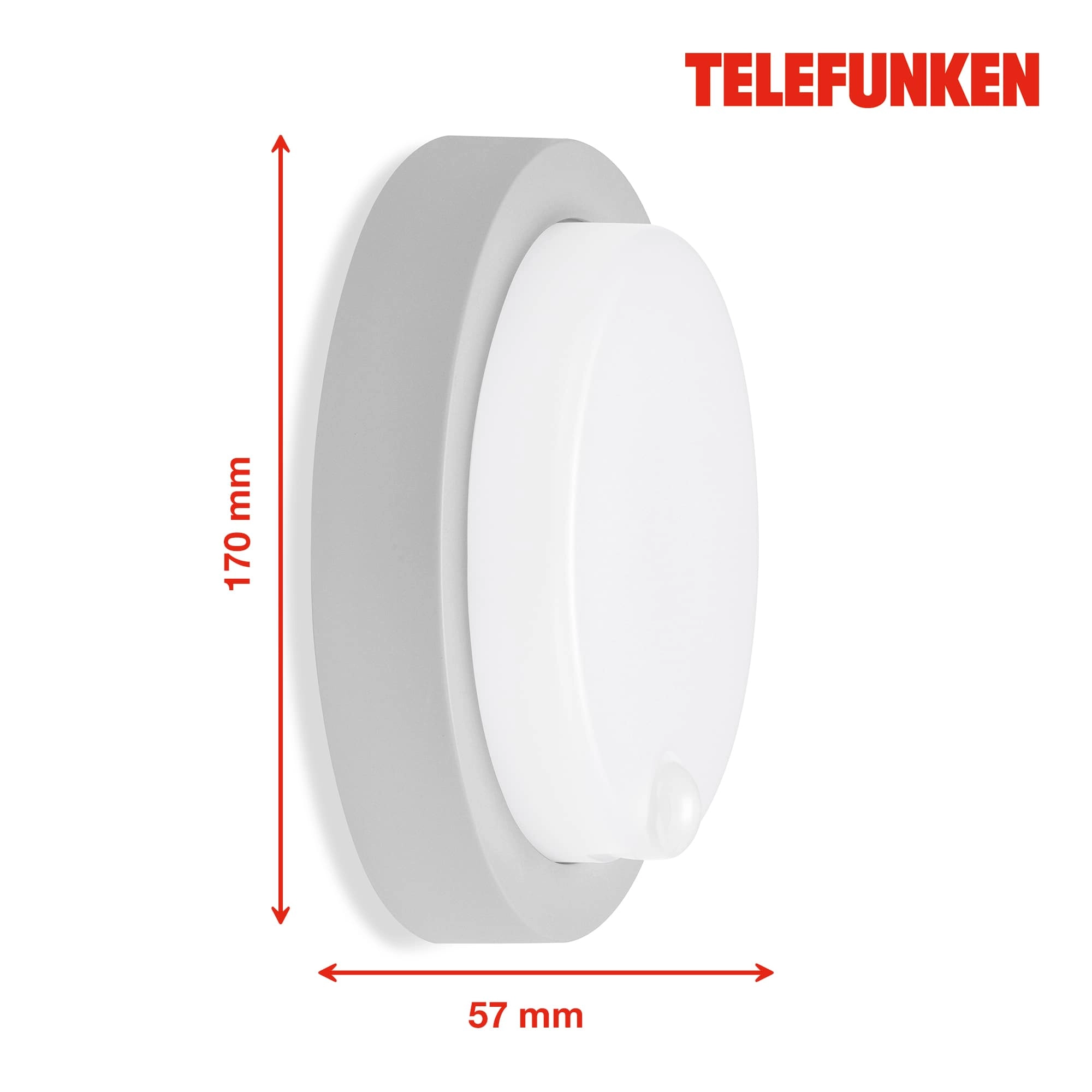 TELEFUNKEN LED Sensor Außenwandleuchte, Ø 17 cm, 12 W, Silber