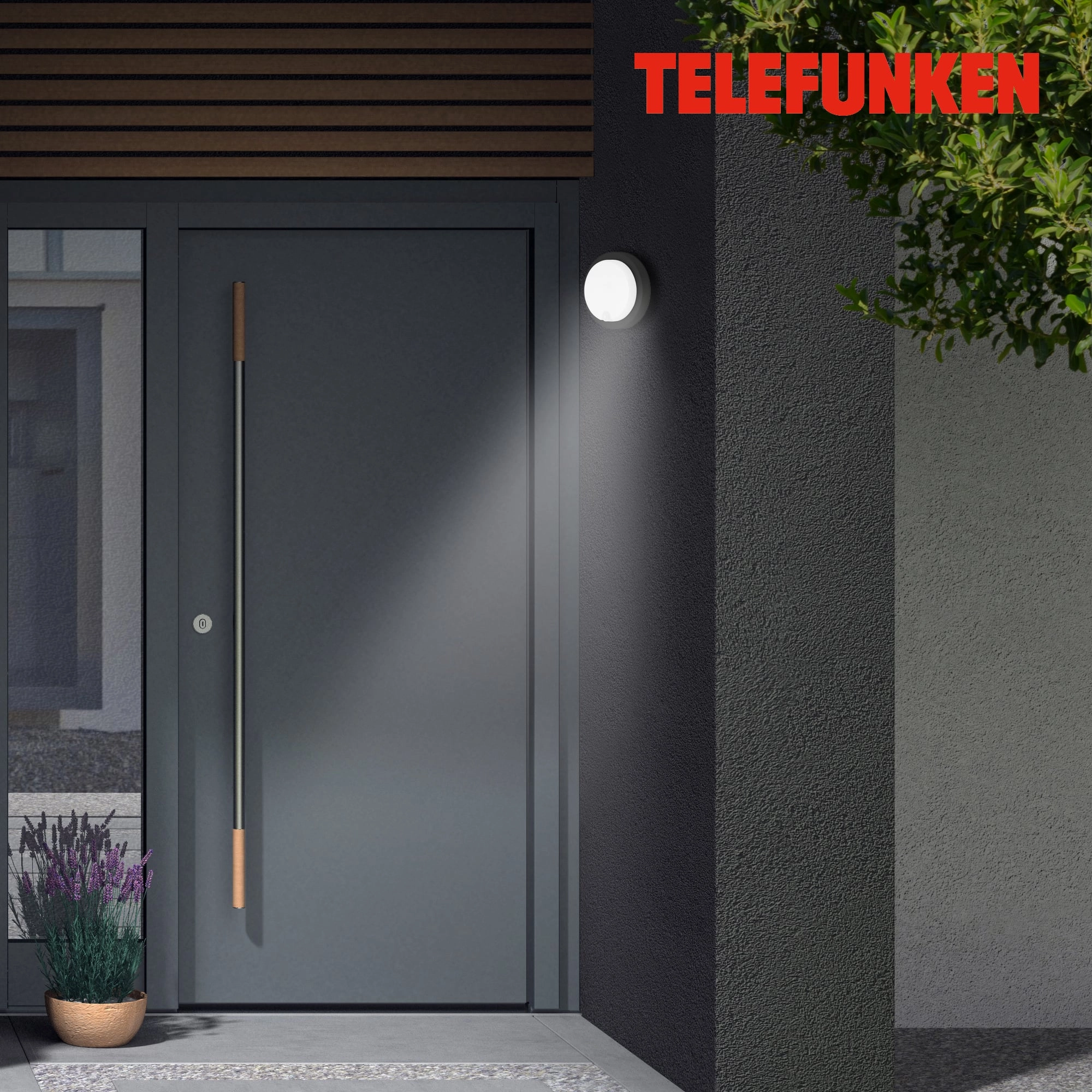 TELEFUNKEN LED Sensor Außenwandleuchte, Ø 17 cm, 12 W, Schwarz