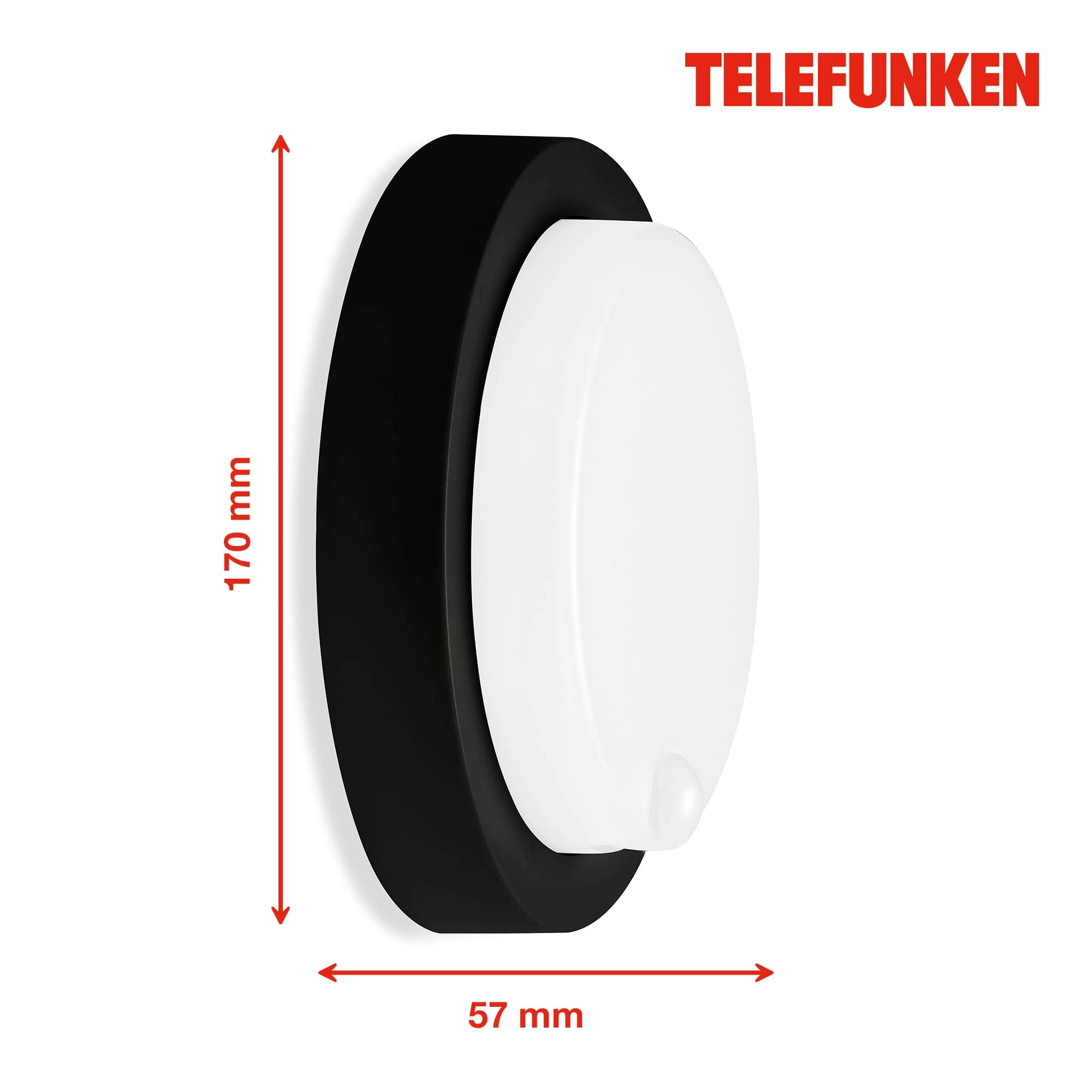 TELEFUNKEN LED Sensor Außenwandleuchte, Ø 17 cm, 12 W, Schwarz