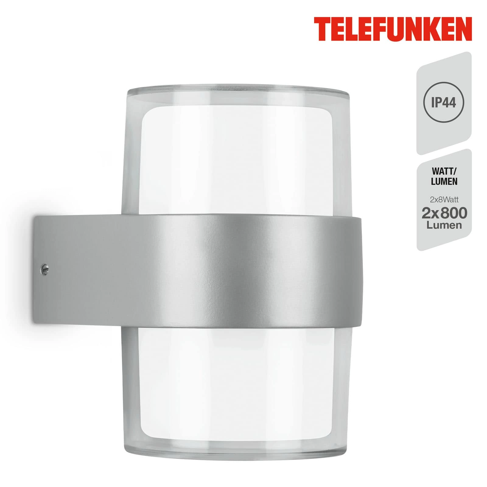 LED Außenleuchte, silber, 2xLED/8W