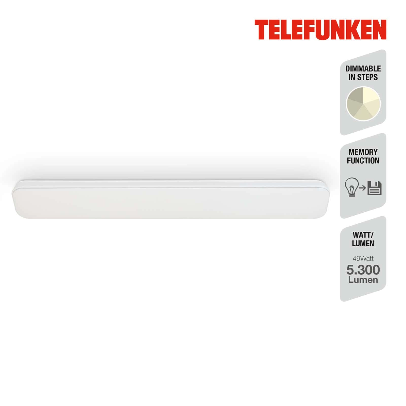 Telefunken Deckenleuchte, 115,5 cm, 48 W, 5100 lm, Weiß