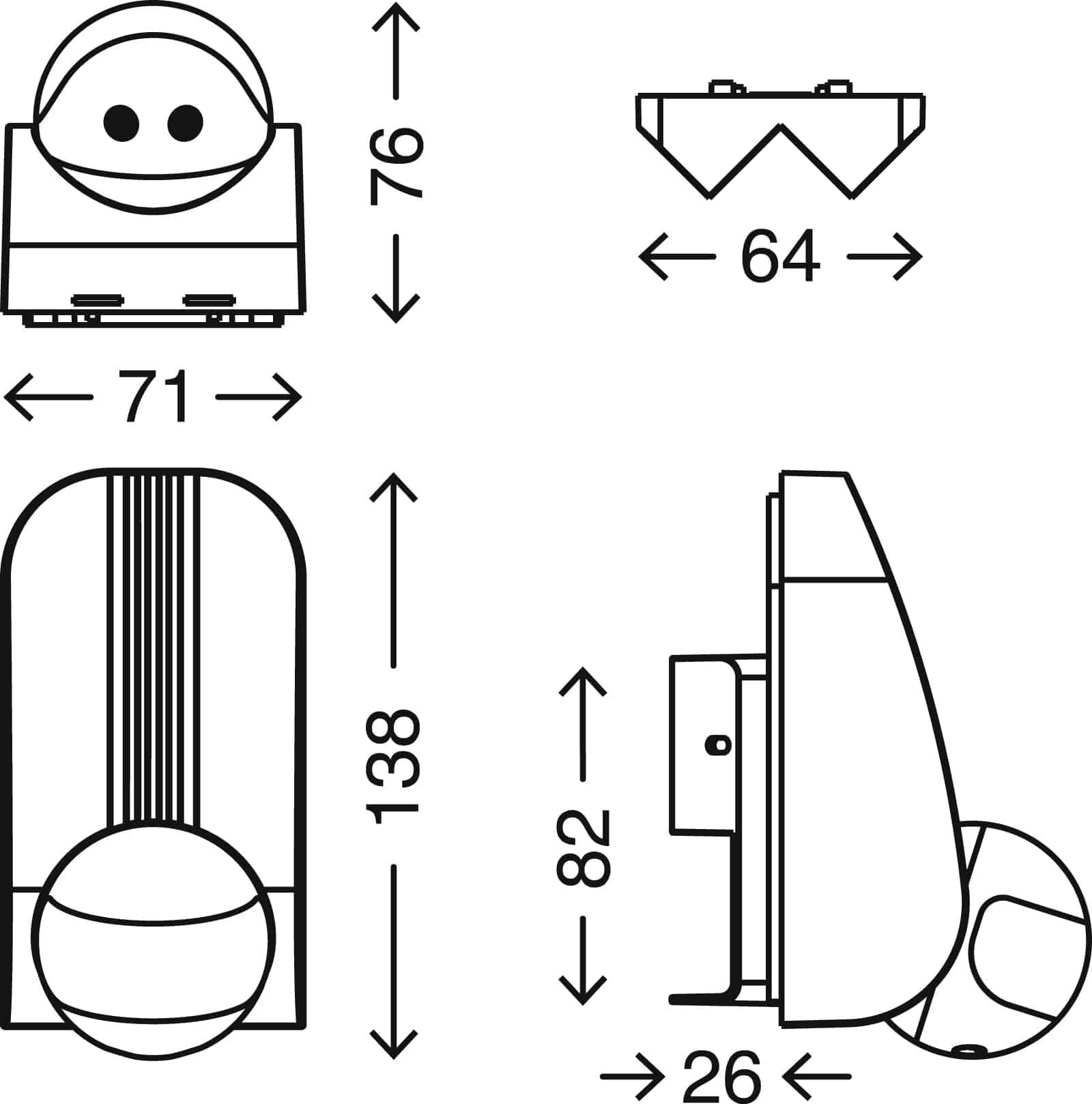 TELEFUNKEN Bewegungsmelder, 13,8 cm, Weiß