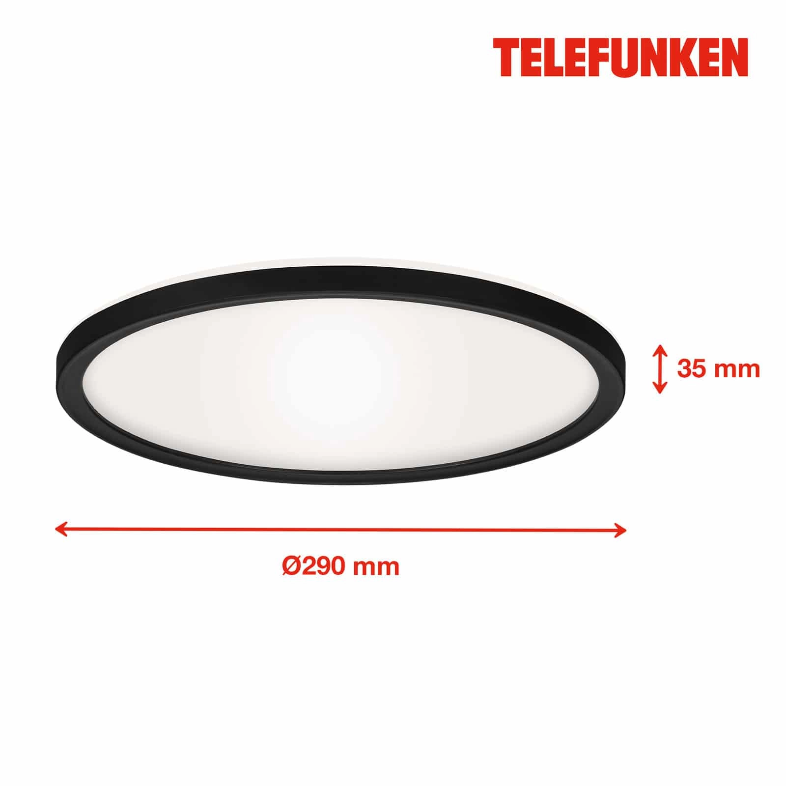 LED Bad-Deckenleuchte, Ø29 cm, 1x LED, 18 W, 2400 lm, schwarz