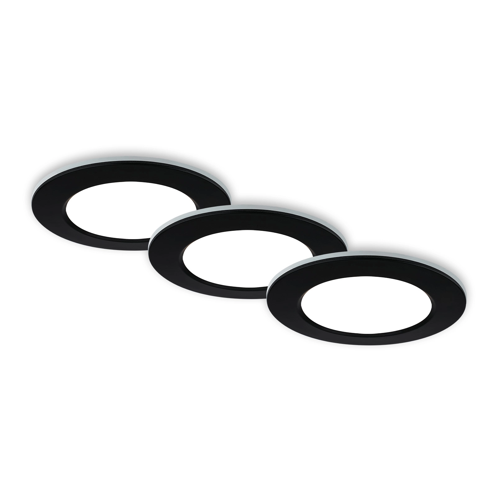 CCT LED Einbauleuchten-Set, Ø9,2 cm, 3x LED, 4,8 W, 450 lm, schwarz