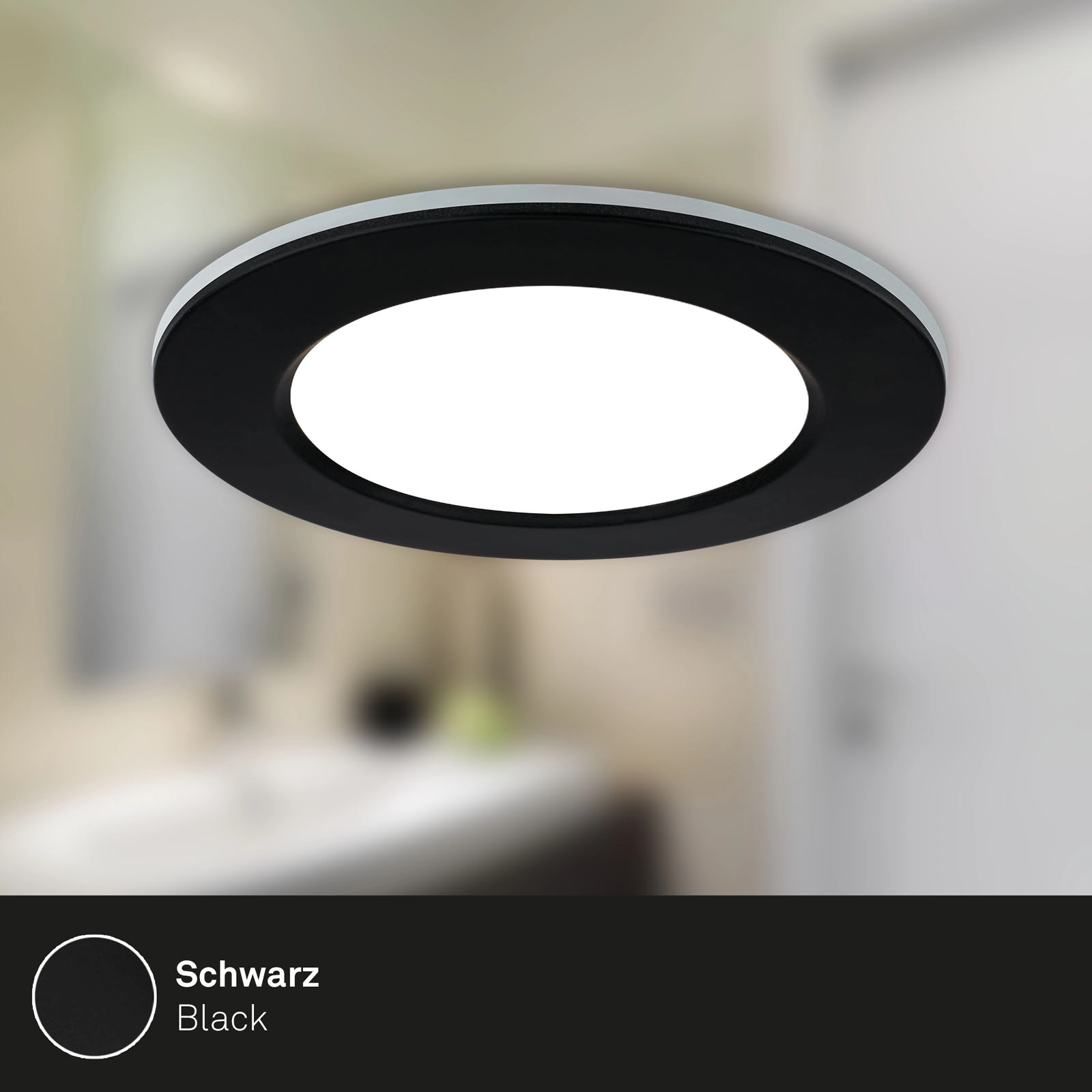 CCT LED Einbauleuchten-Set, Ø9,2 cm, 3x LED, 4,8 W, 450 lm, schwarz