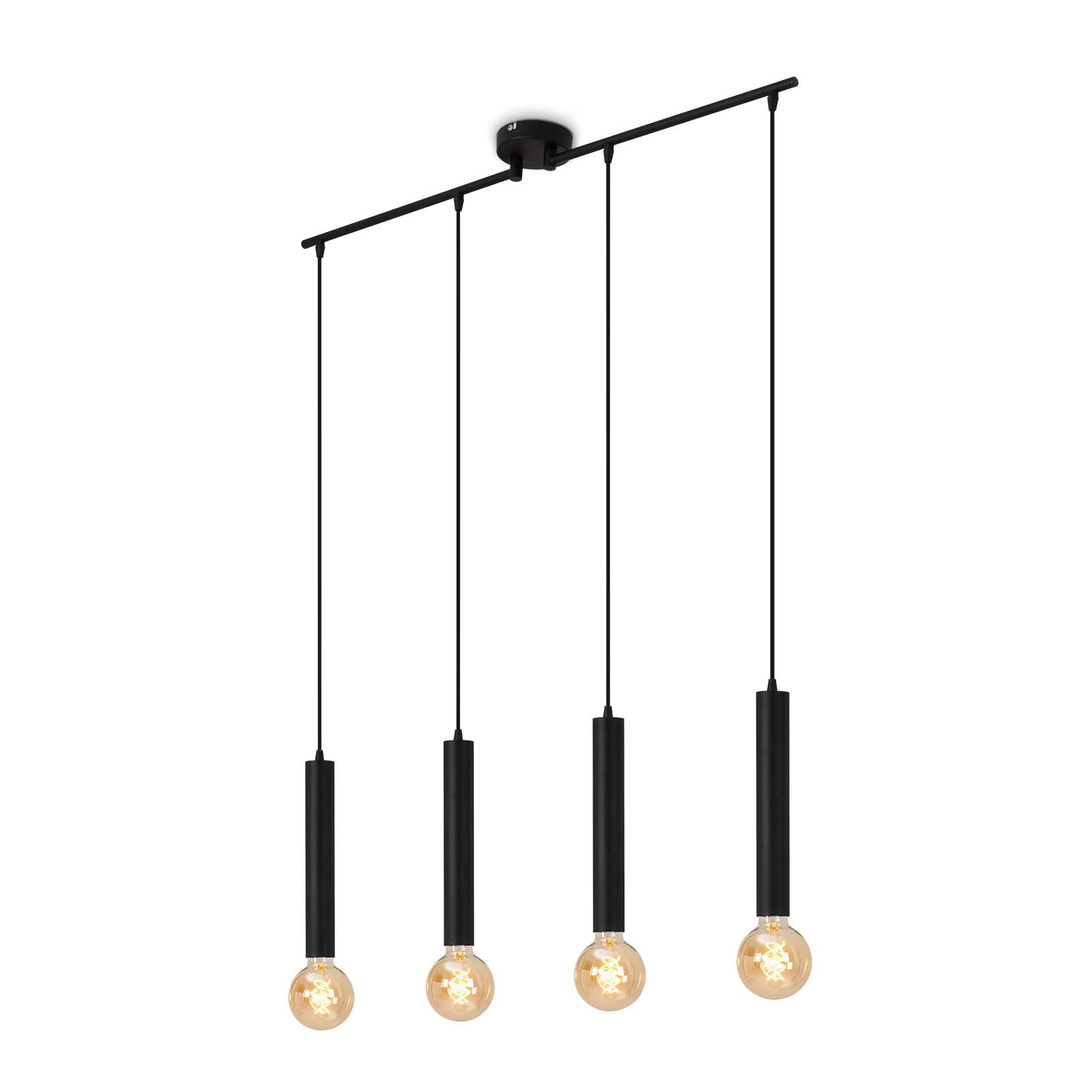 Retro Pendelleuchte, 85 cm, exkl. 4x E27, max. 60 W, schwarz-matt