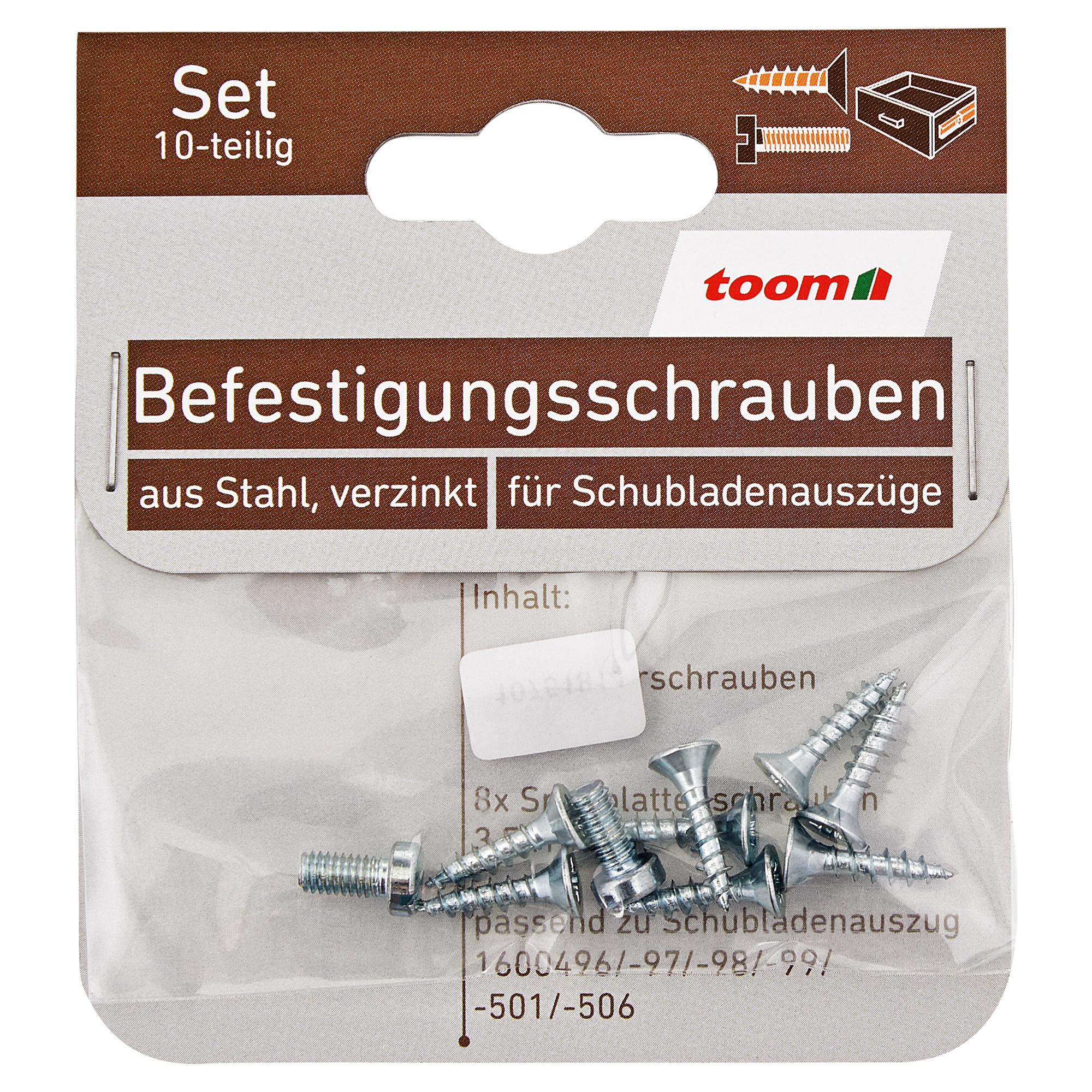 toom Befestigungsschraubenset Stahl M4 x 8 mm, 3,5 x 16 mm 10 Stück