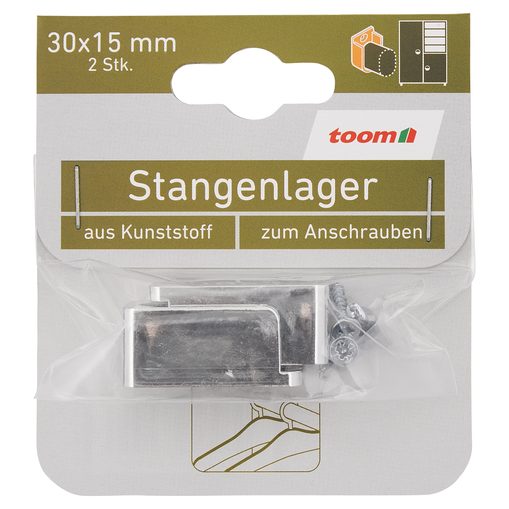 toom Stangenlager Kunststoff oval 30 x 15 mm 2 Stück