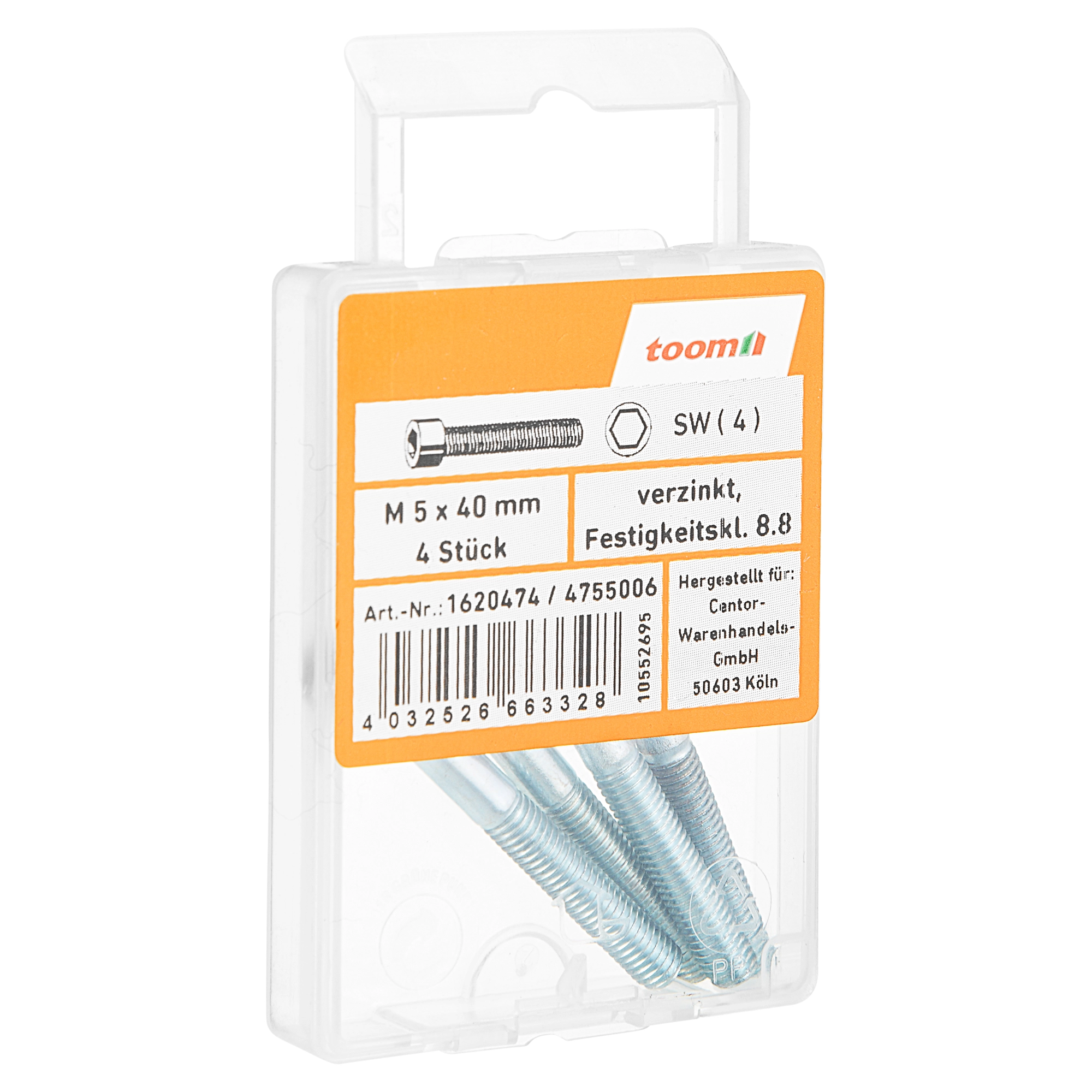 toom Zylinderschrauben M5 x 40 mm verzinkt, 4 Stück