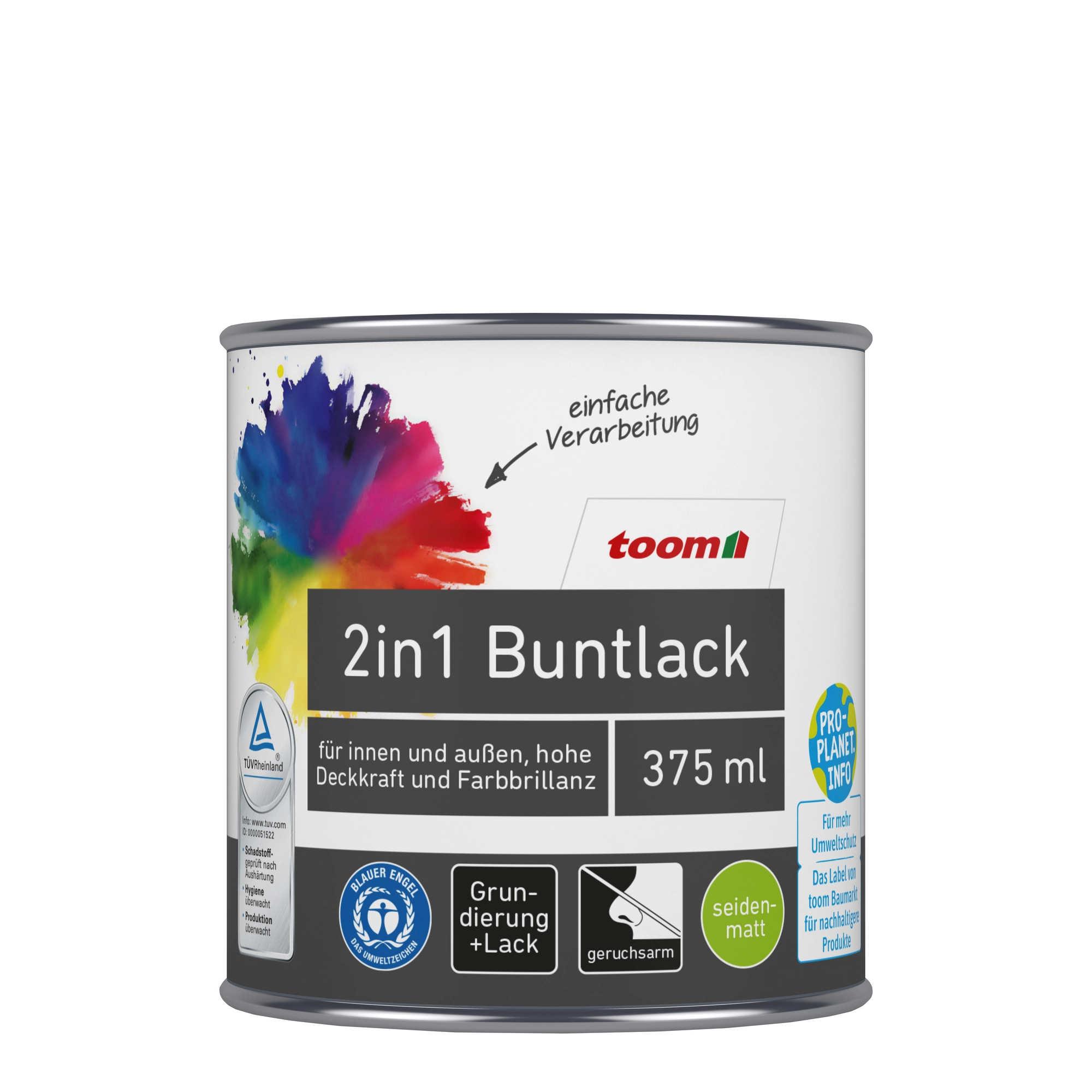 toom 2in1 Buntlack 'Abendrot' purpurrot seidenmatt 375 ml