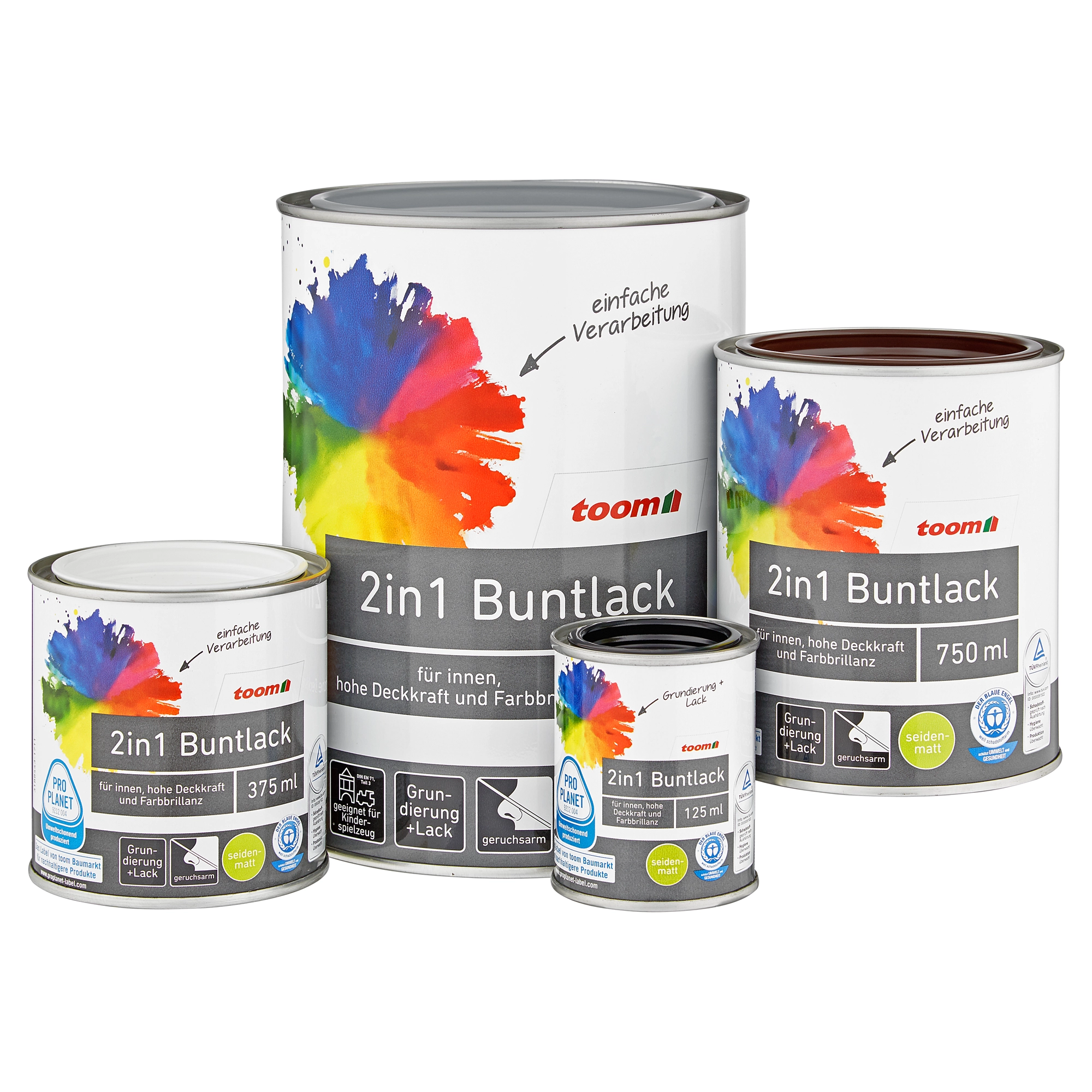 toom 2in1 Buntlack 'Abendrot' purpurrot seidenmatt 375 ml