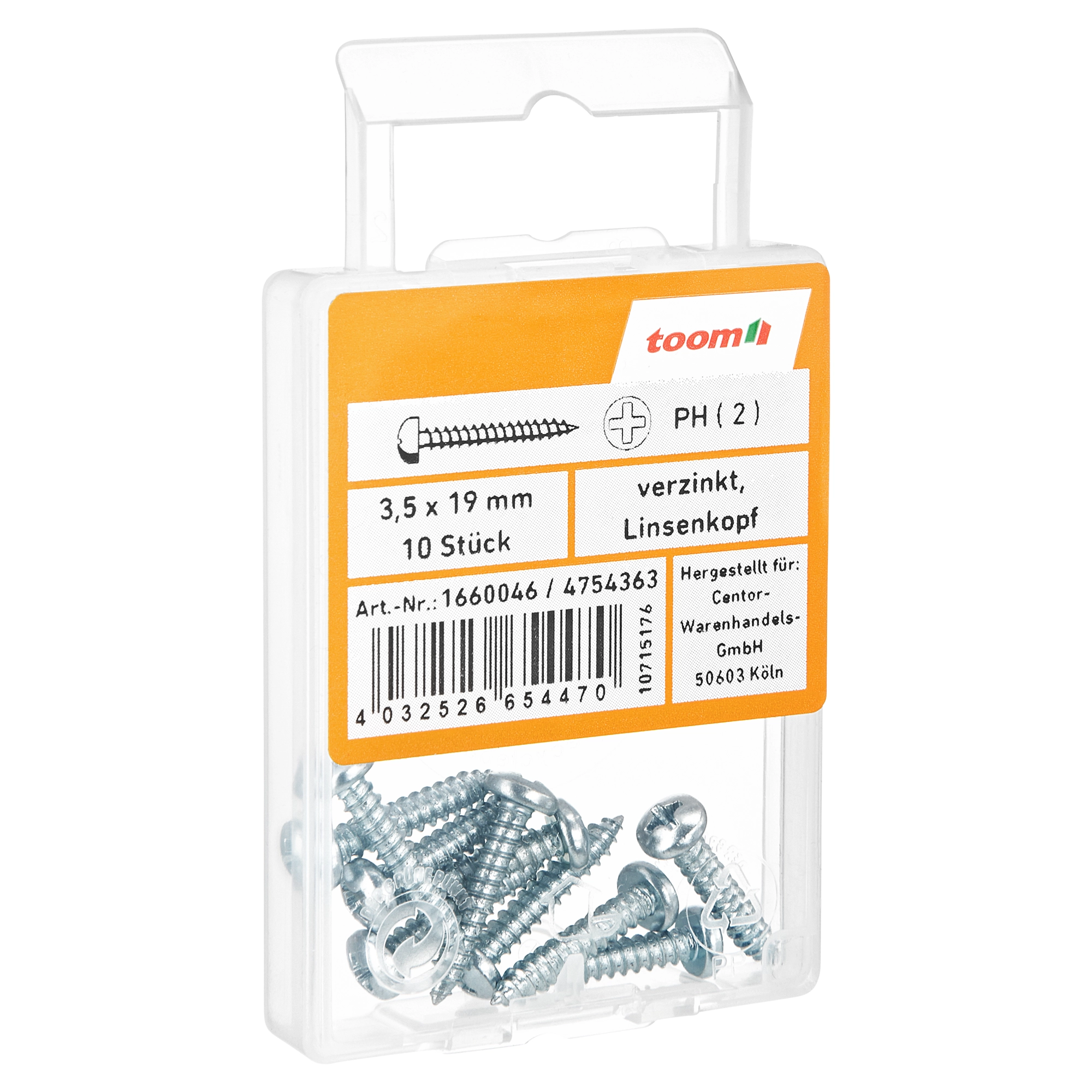 toom Blechschrauben Ø 3,5 x 19 mm verzinkt DIN 7981 10 Stück